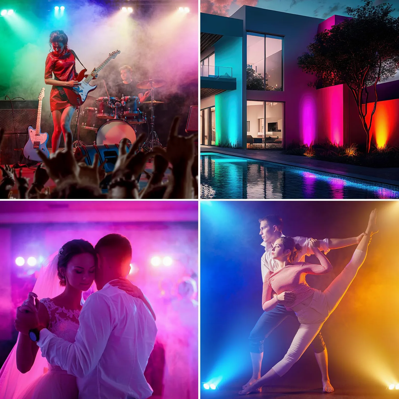 4PCS 150W COB LED Fari RGBW Luci da Palco 8CH Faretto Luci Discoteca per Festa Bar Matrimonio Teatro illuminazione Effetti