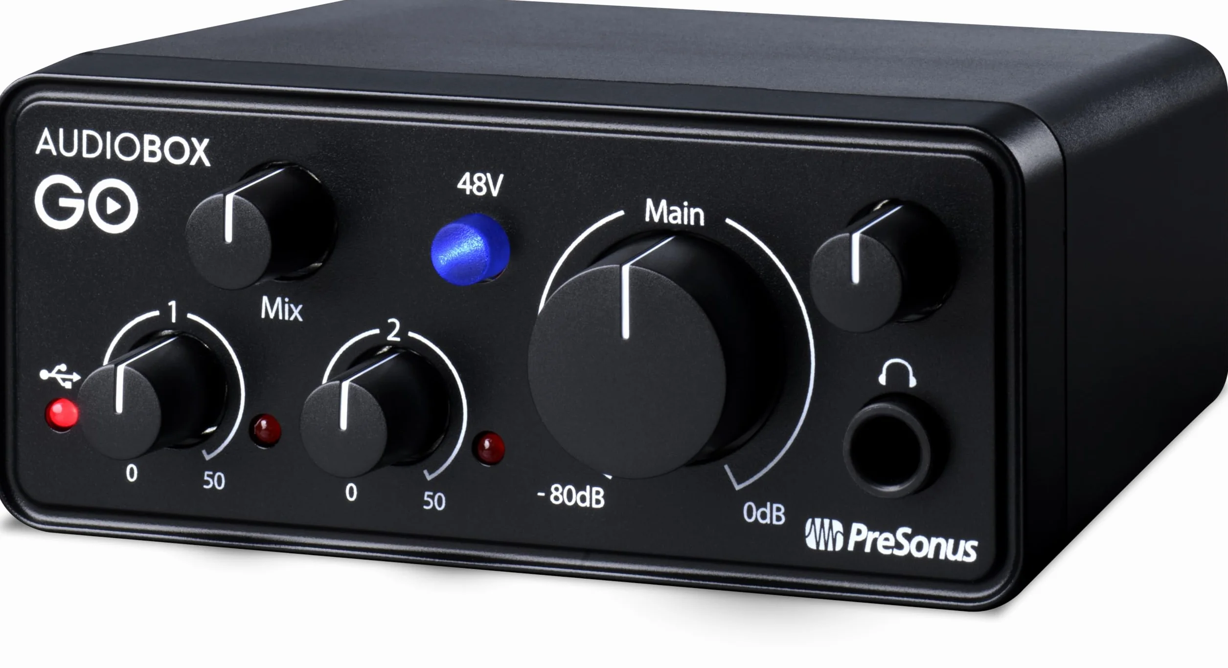 PreSonus AudioBox GO – Interfaccia Audio USB-C Compatta per Produzione Musicale, Streaming e Podcasting con 6 mesi di Fender Studio Pro