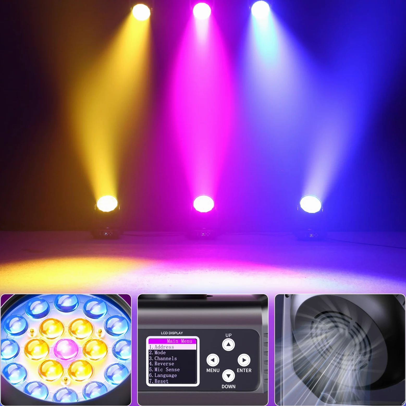 2 Unità 19x15W Teste Mobili LED Beam Wash Zoom Effetto di Luce Discoteca Proiettori di Scena RGBW 4 in 1 per la Festa Musicale Sala da Ballo Discoteca Matrimonio