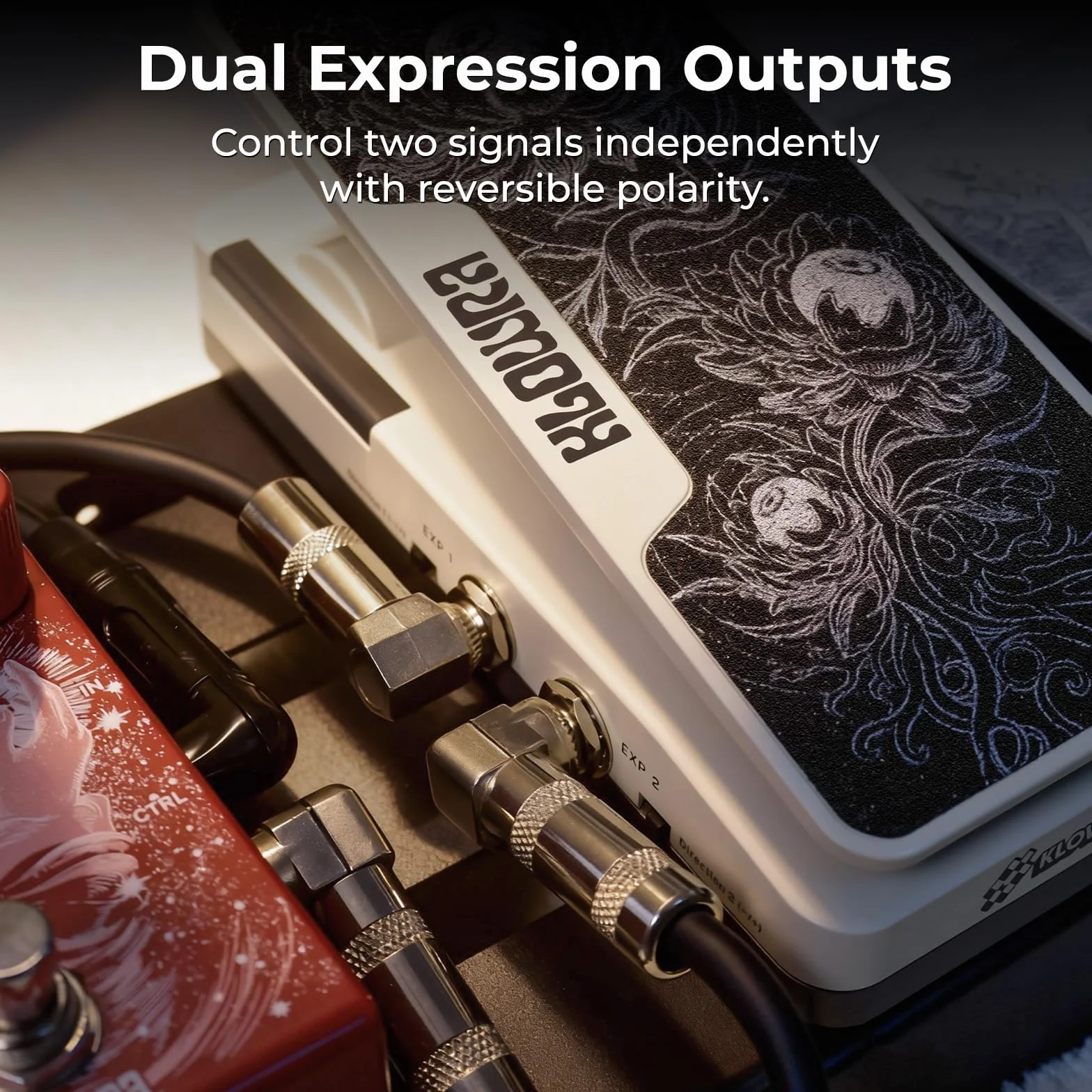 Pedale di Espressione Duale Klowra Mantra, EXP Pasivo con 2 Uscite Indipendenti, Polarità Regolabile, Compatibile con Pedali, Amp e MIDI