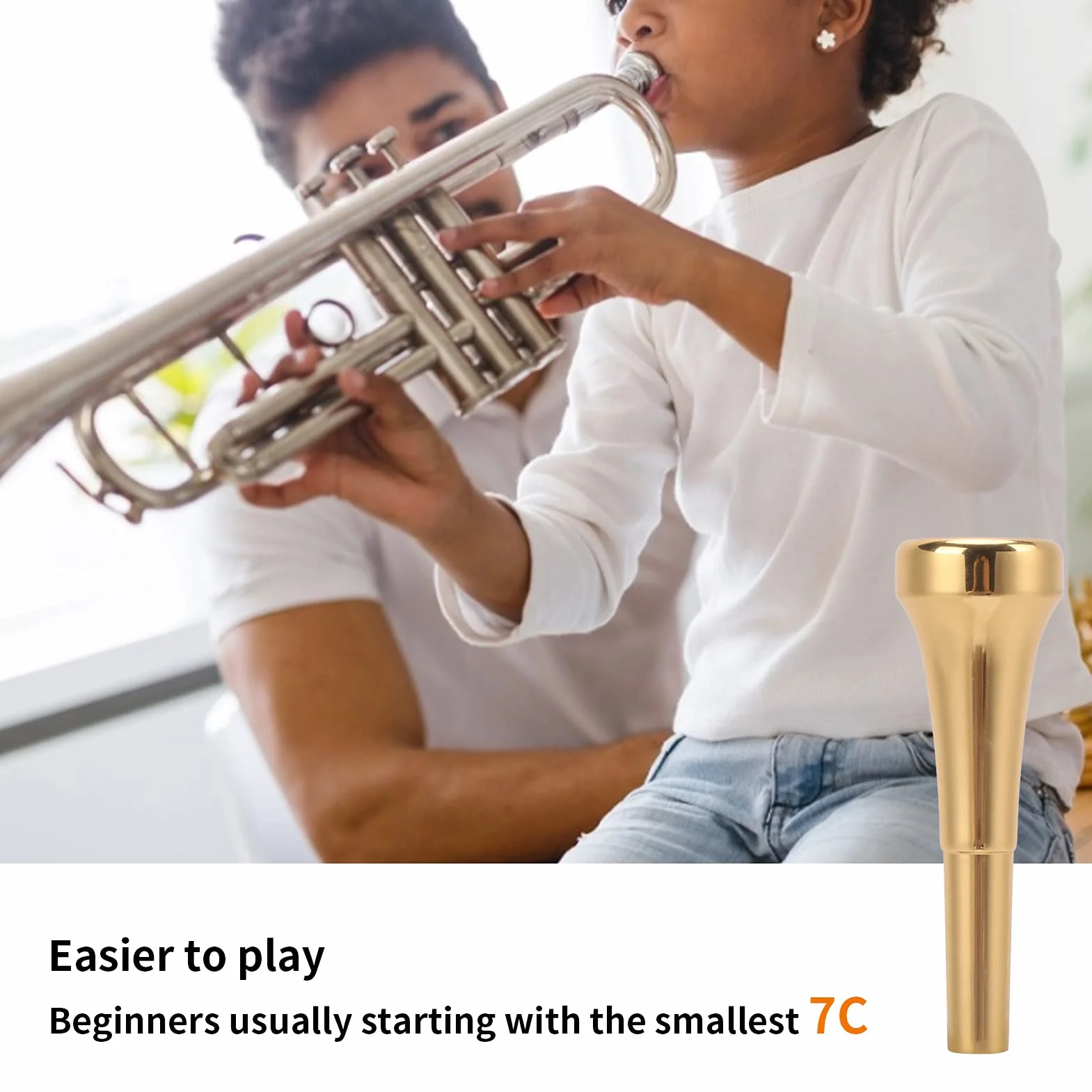 7C Bocchino per Tromba, D'oro Bocchini in Ottone per Principianti e Musicisti Professionisti Accessori per Tromba