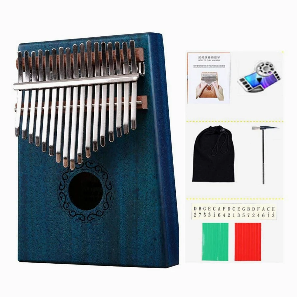 Pianoforte Kalimba a 17 tasti, in mogano, strumento musicale, ottima idea regalo, BLUE