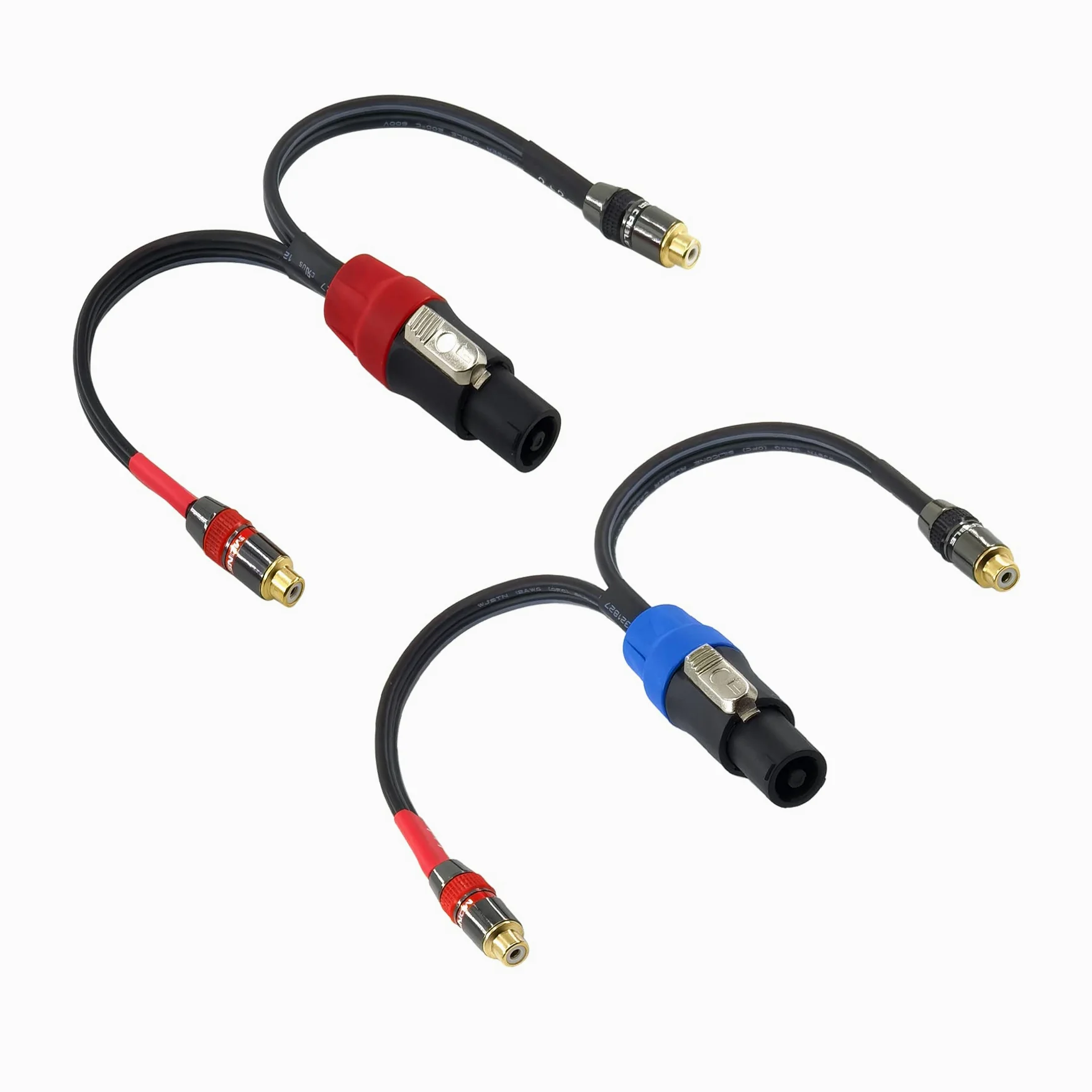 WJSTN Speak-on 4-Pole to Dual RCA Break Out Splitter Cable Speakon Splitter Cable,for Speaker (Speakon to RCA)