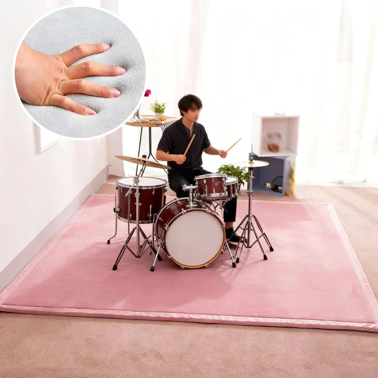 Tappetino Insonorizzato Batteria, Tappeto Batteria Elettronica, Antiscivolo Tappeto per Batteria, Carpet Drum Mat, Tappeto per Batteria e Strumenti a Percussione 100x160cm/39.37x62.99inch