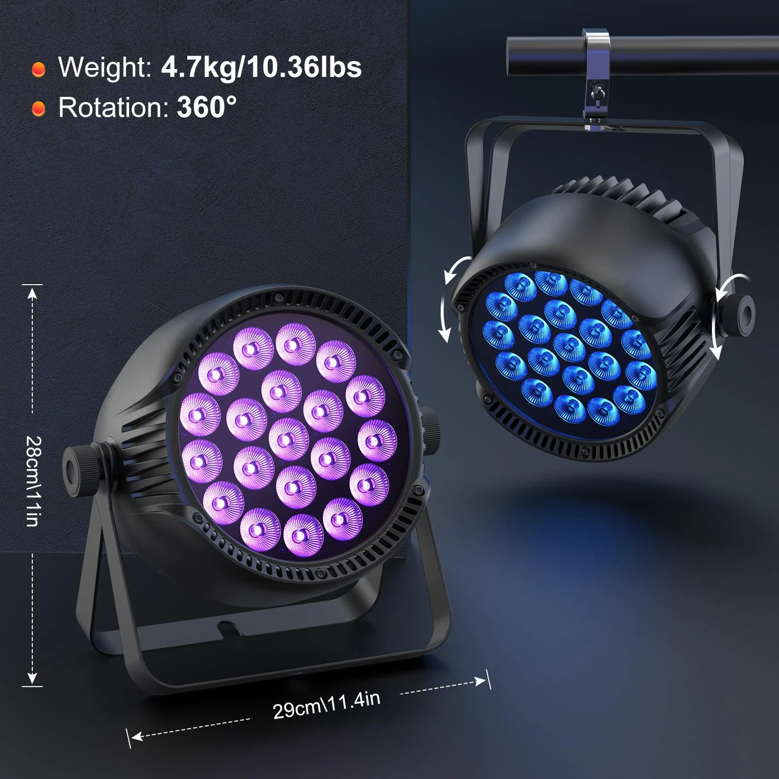 Par LED Impermeabile IP65 300W, 4 Pezzi Floodlight RGBW, Compatibile D-MX512 – Ideale per Feste e Concerti all'Aperto, Anche in Caso di Pioggia