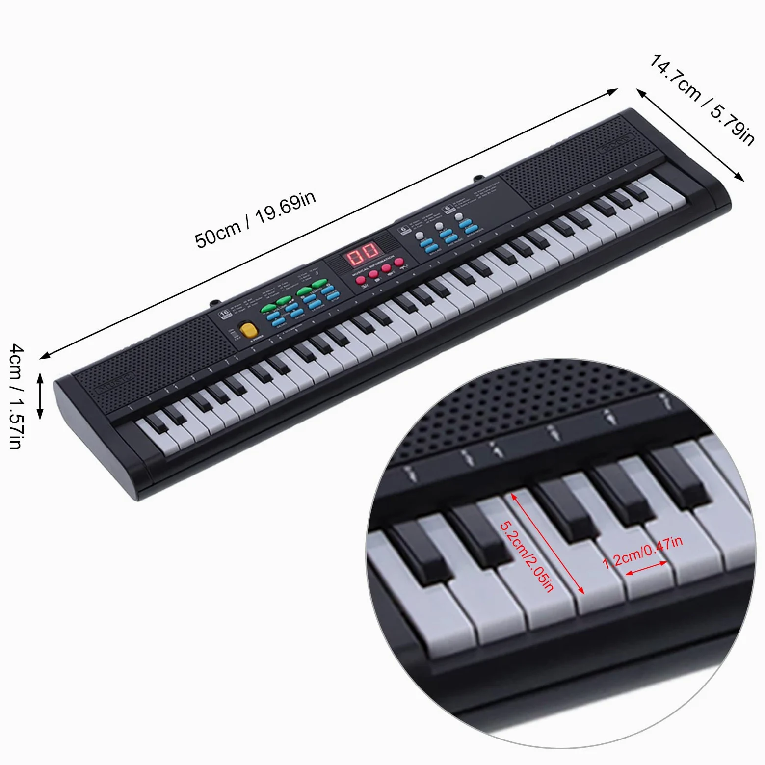 Ejoyous Pianoforte con Tastiera per Bambini a 61 Tasti, Pianoforte Digitale Elettrico con Microfono, 6 Brani Dimostrativi 16 Toni 6 Ritmi, Cavo USB per Telefono, Tablet, Karaoke