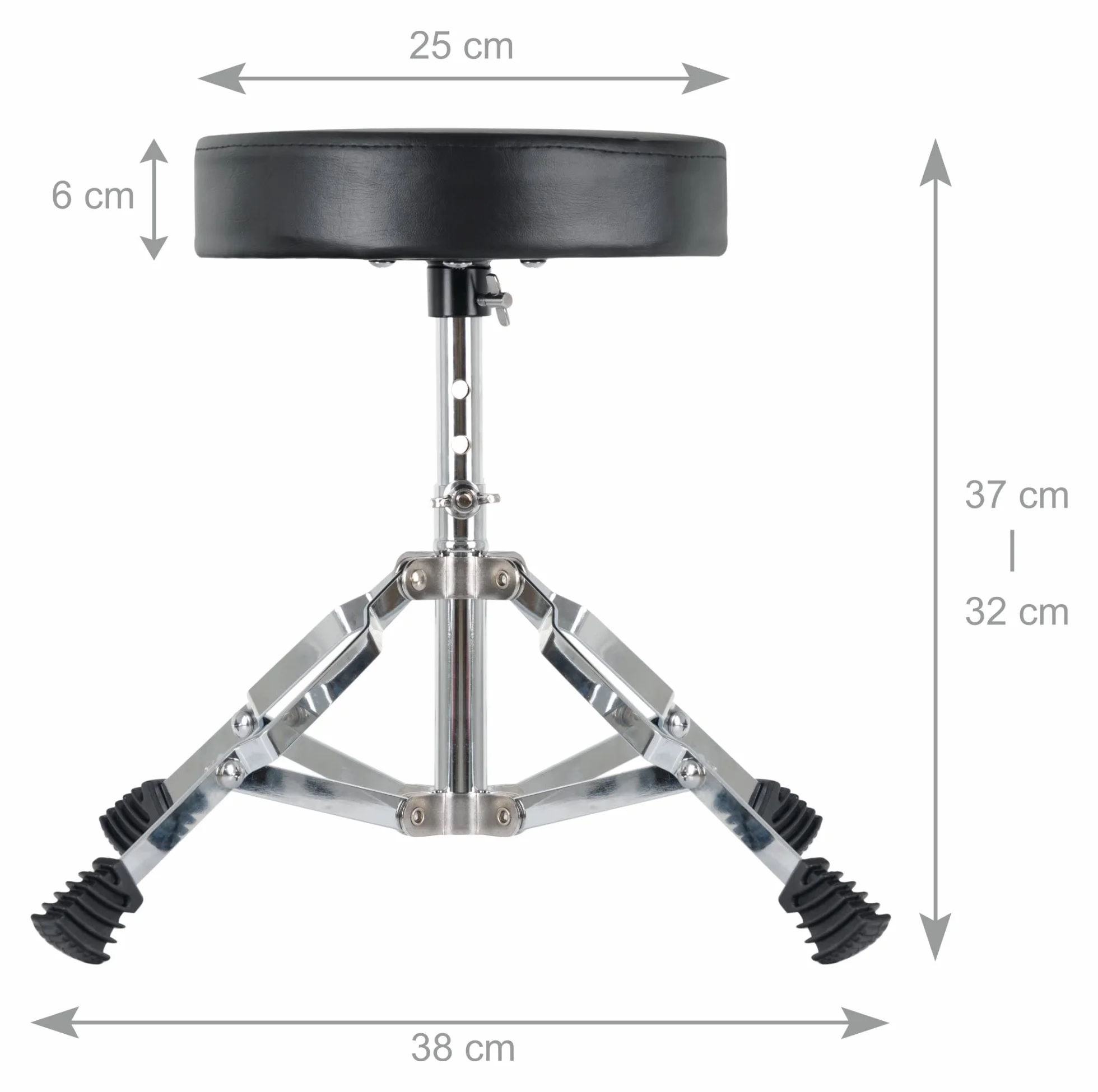 XDrum Sgabello Batteria Junior - Sgabello per Batteria per Bambini - Regolabile in Altezza in 3 Posizioni da 32cm a 37cm - Piedini in Gomma Stabili per Perfetta Stabilità