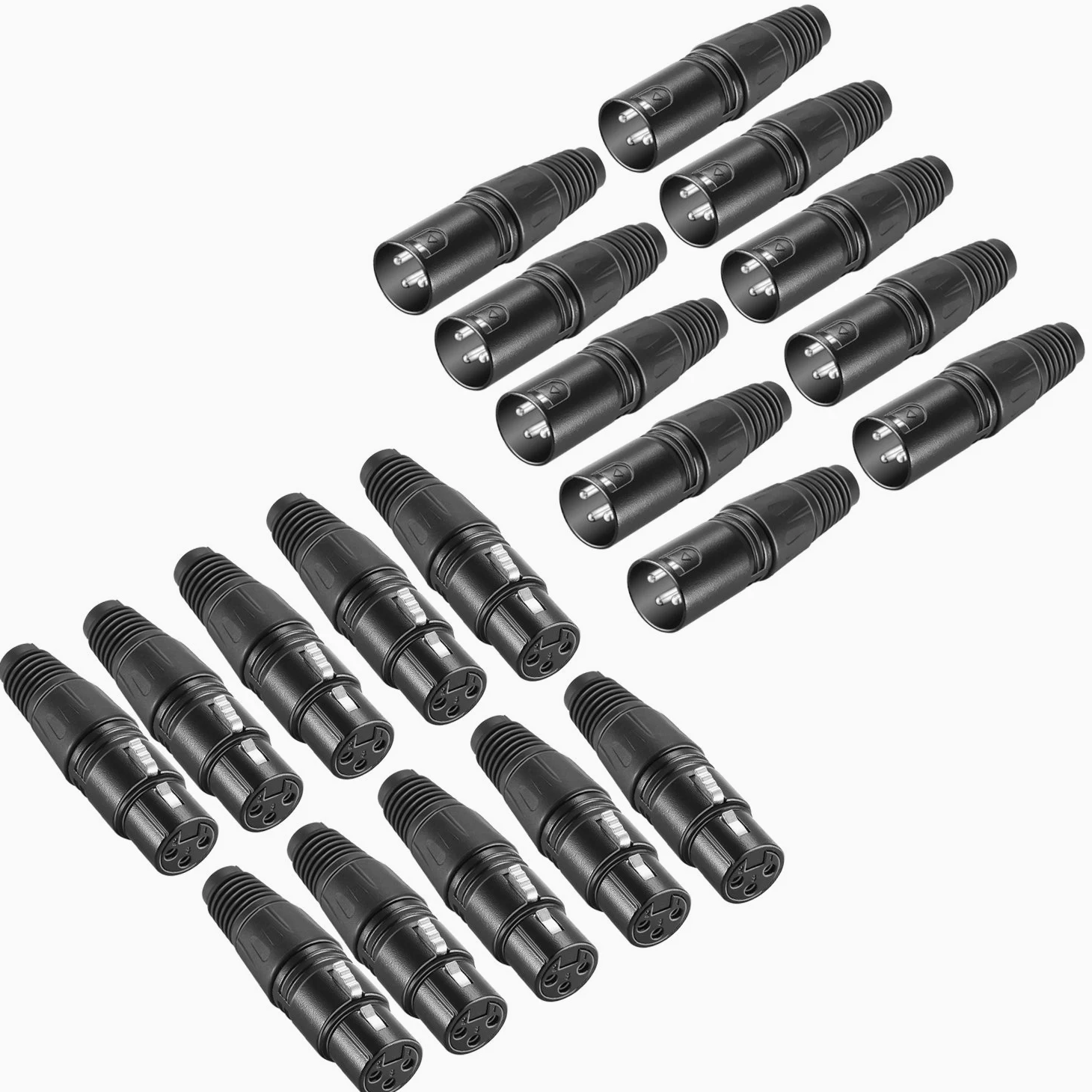 NEEWER Micro Serpente Connettore per Caricabatterie a 3 Pin XLR 20pcs Jack Audio Connettore Microfono con Cavo di Caricabatterie 10 Connettori Maschio e 10 Femmine in Lega di Zinco