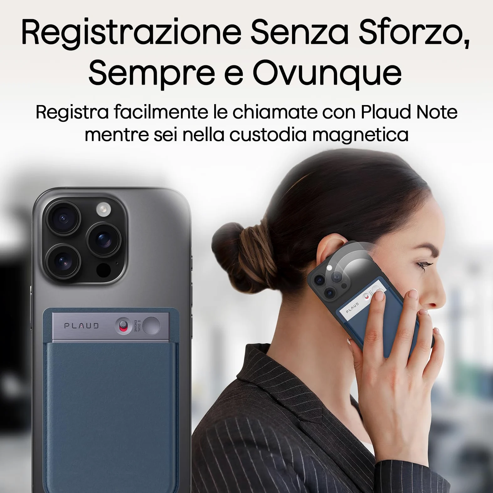Custodia Magnetica Aggiuntiva per Plaud Note Registratore Vocale AI Custodia in Pelle Protettiva Portatile, Compatibile solo con Plaud Note, Blu Scuro
