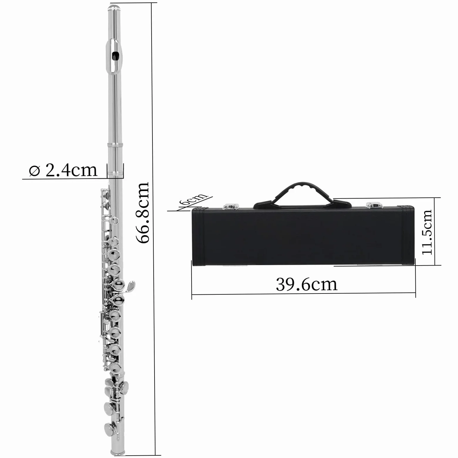 Andoer® Flauto traverso in rame nickel, placcato in argento, 16 fori C Tonart strumento a fiato con sughero, panno di pulizia, guanti, mini cacciavite con scatola imbottita.