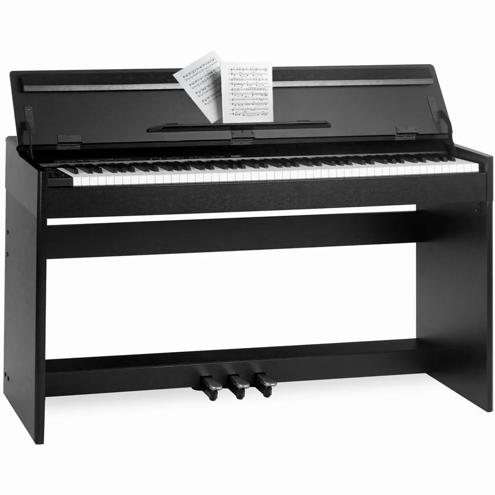 BAKAJI Tastiera Musicale Elettrica con 88 Tasti Pesati con Meccanica a Martelletto e 3 Pedali, Pianoforte Musicale Elettrico con 600 Ritmi e 80 Brani Integrati, Attacco per Cuffie, USB, MIDI (Nero)