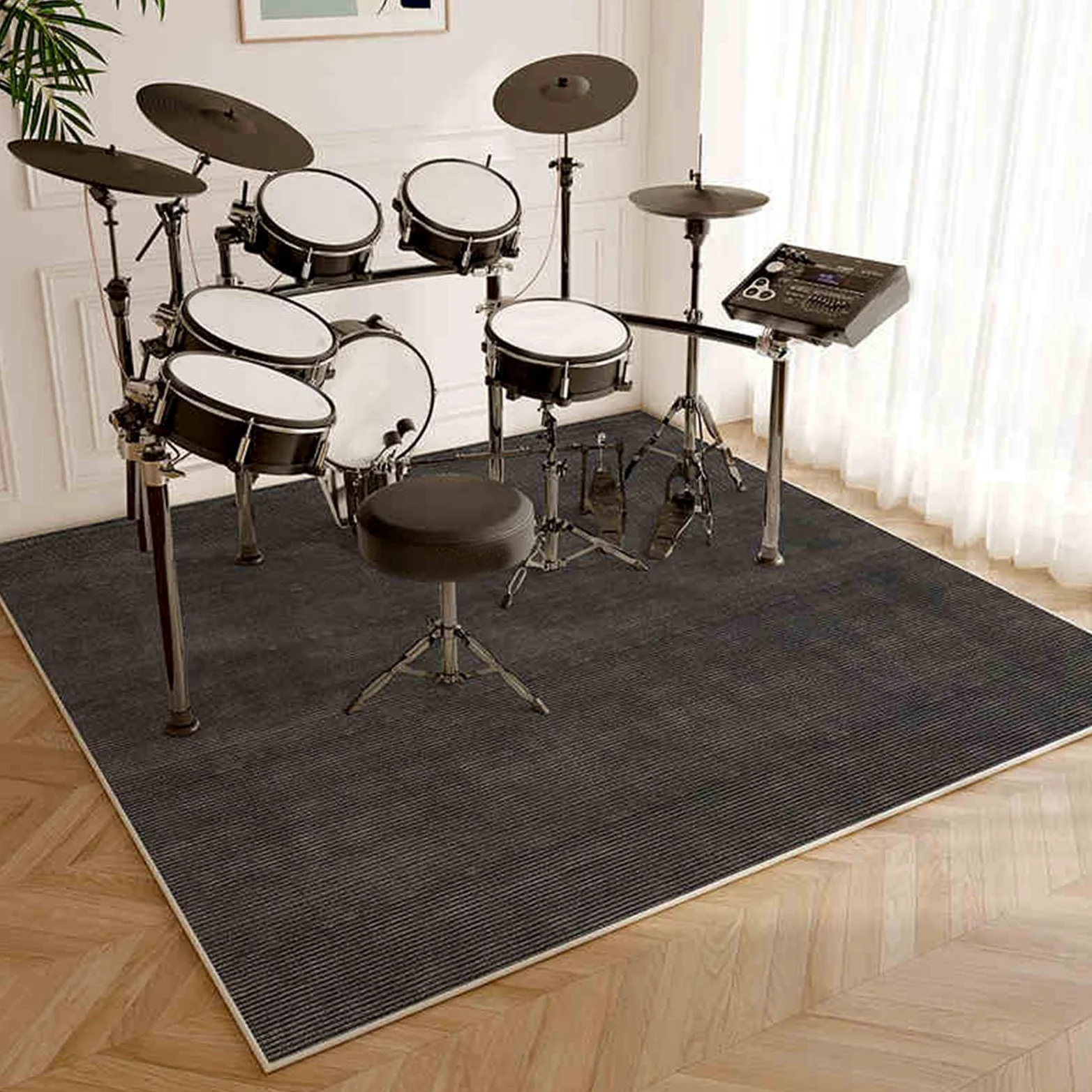 Tappeto Batteria, Tappeto Insonorizzato per Batterie Elettroniche, Tappeti Rettangolari Antiscivolo per Rullante per Grancassa e Altri Tappetini per Strumenti Musicali Tappeto a Tamburo 140 x 120 cm
