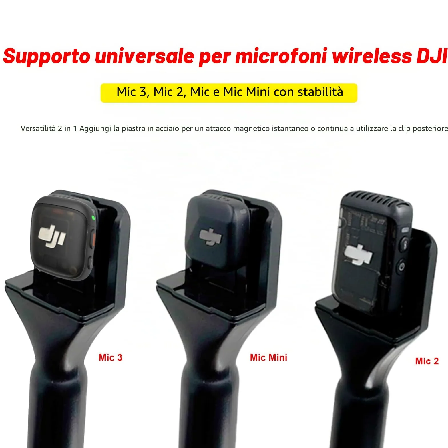 Magnético Supporto per DJI Mic 3/Mini/1/2/Rode Wireless GO II/Insta360 X5 Air Manico Rig Mic Flag Intervista Lavalier Microfono Wireless Adattatore Supporto Portatile per Hollyland Lark M1/per Synco