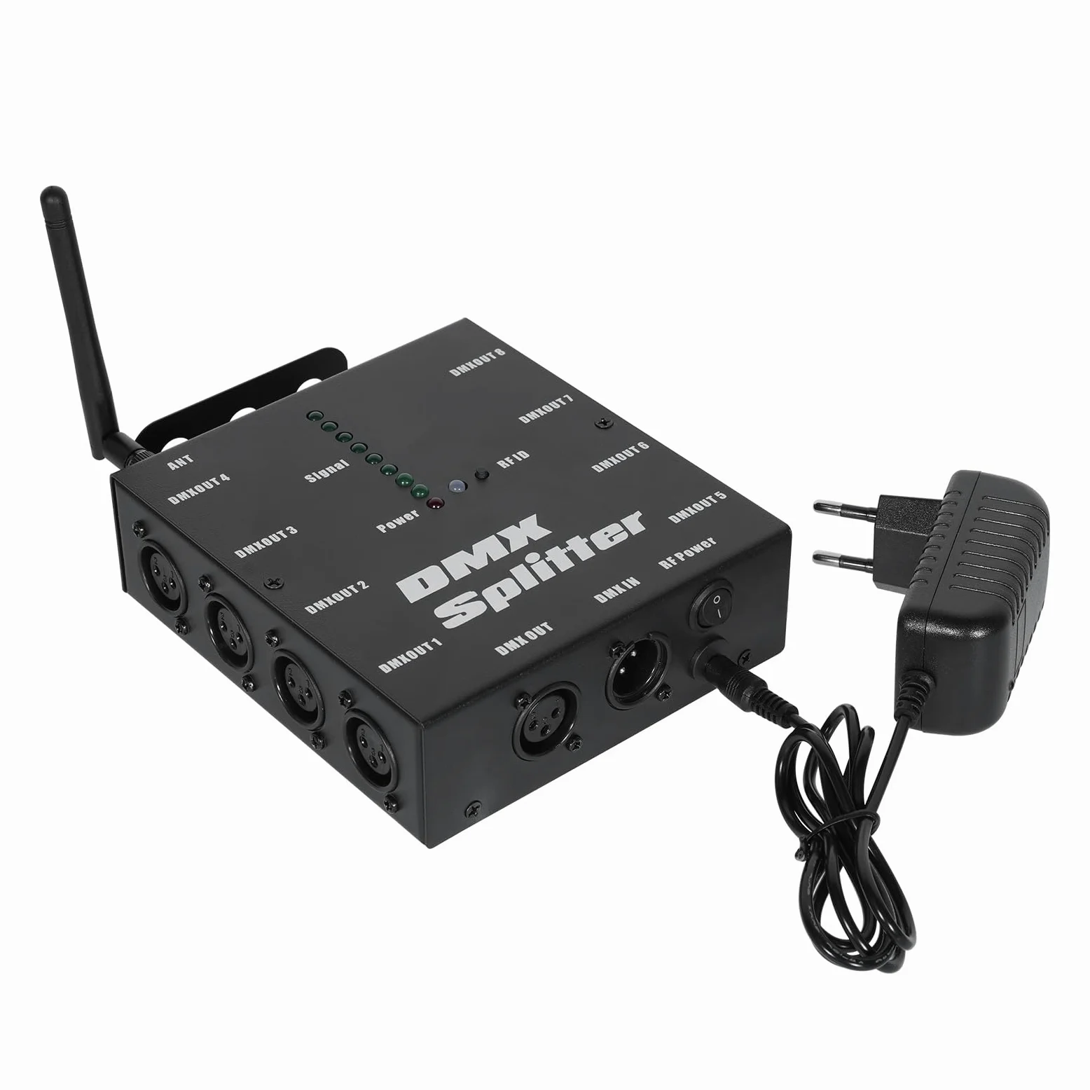 Splitter D-MX, Distributore Amplificatore di Segnale Ottico D-MX512, 1 Ingresso e Uscita Diretti, 8 Uscite Indipendenti per Controllo Illuminazione, Console da Palco, Feste, DJ, Club, Discoteca