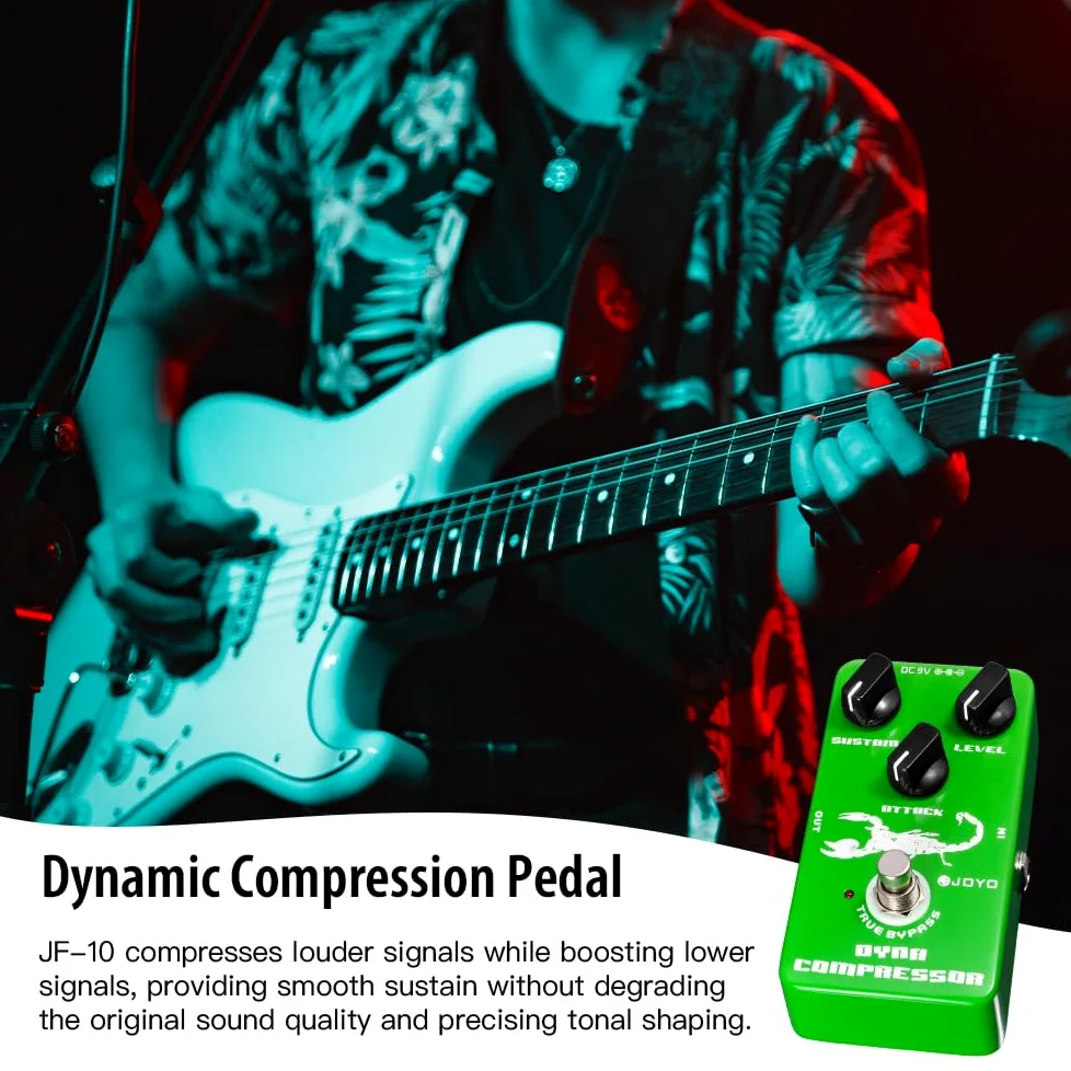JOYO Dynamic Compressione Pedal Ricreazione a basso rumore Compressore Ross classico per chitarra elettrica e basso - True Bypass (JF-10)