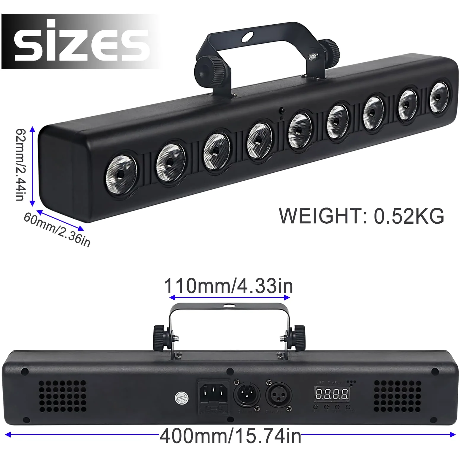 WECAN Wall Washer, striscia luminosa LED DJ 9 x 4 W RGBW DMX con telecomando, illuminazione per feste musicale, confezione da 2
