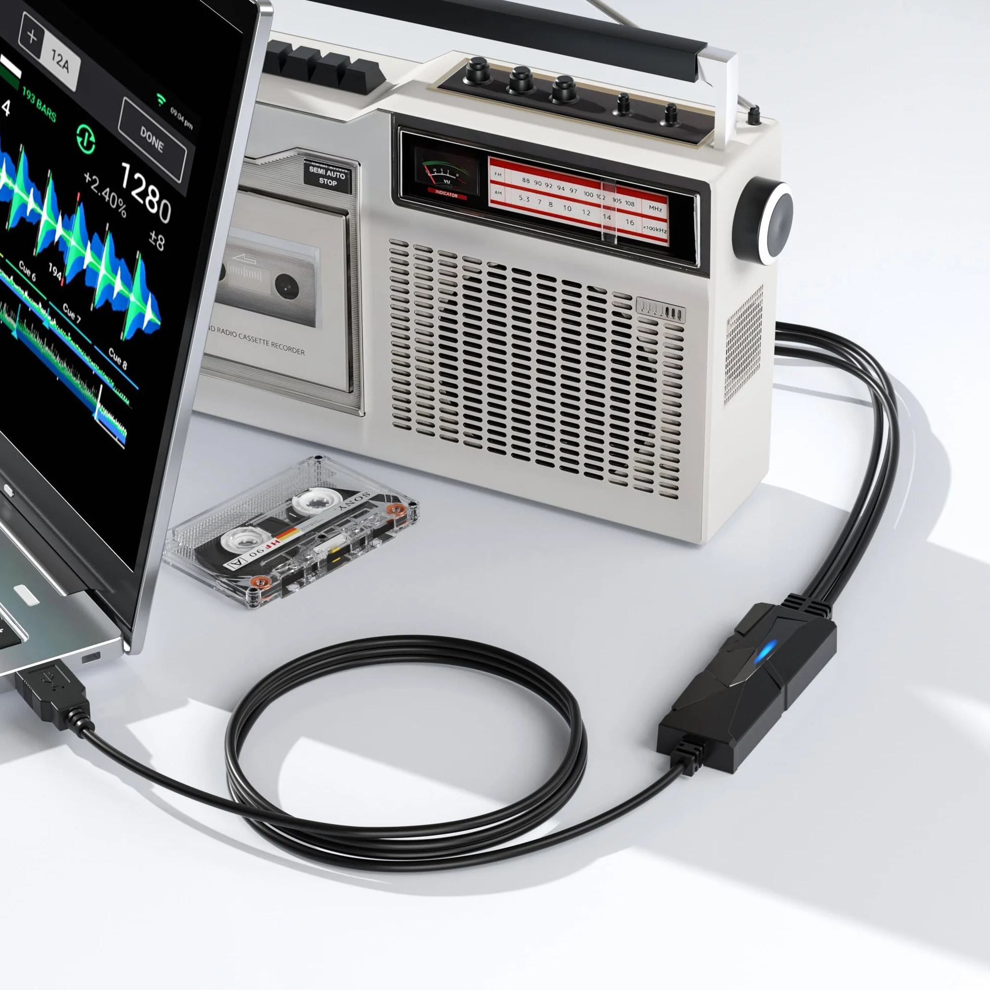 DigitalLife Scheda di acquisizione audio USB A, convertitore da analogico a digitale con ingressi RCA e 3,5 mm, trasferimento di cassette e altri dispositivi audio a MP3, compatibile con Windows 11