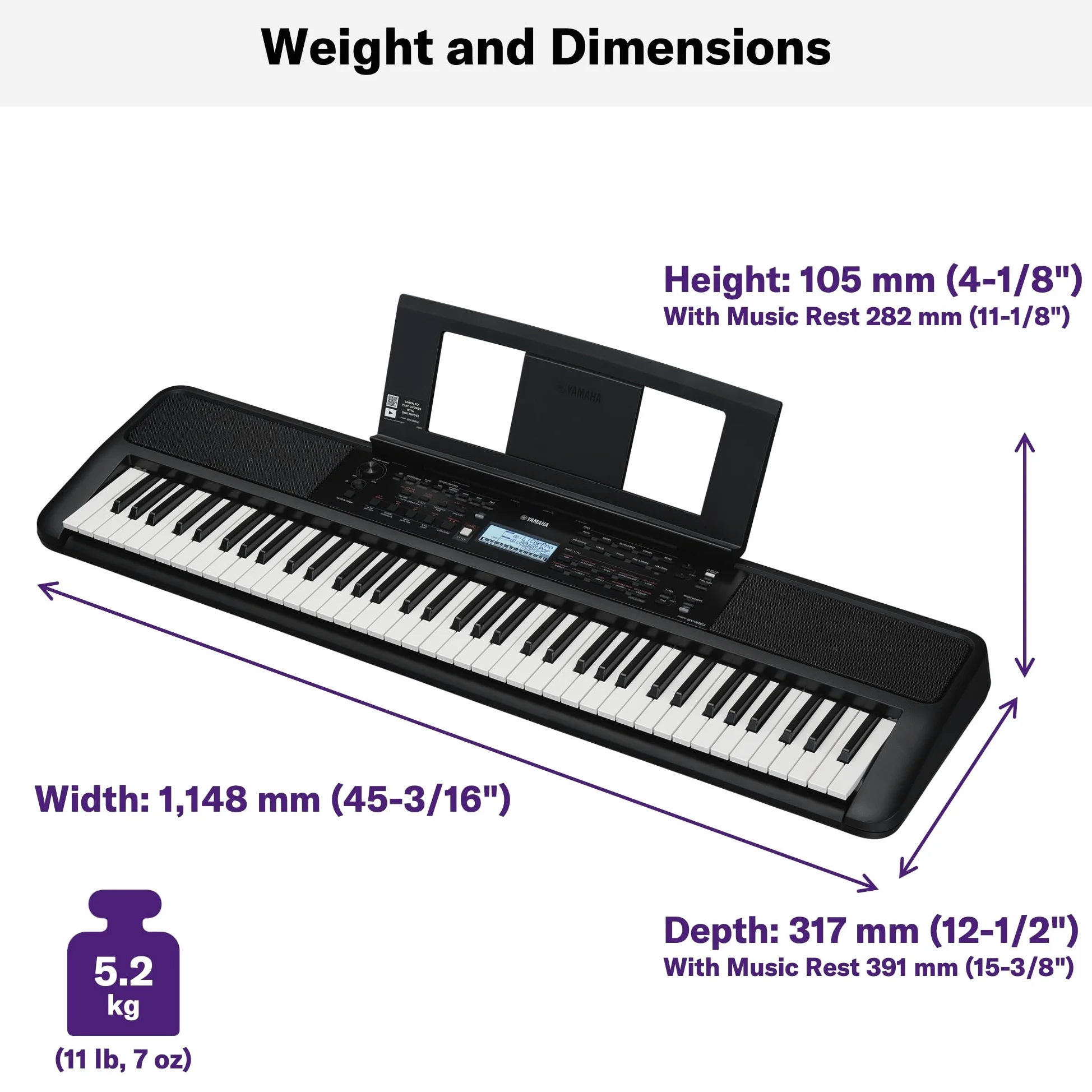 Yamaha PSR-EW320 - Tastiera Portatile per Principianti con 76 Tasti, 650 Voices, 48 Note di Polifonia, 260 Styles di Auto-Accompagnamento, 2 Lezioni Online con un Insegnante delle Scuole Yamaha