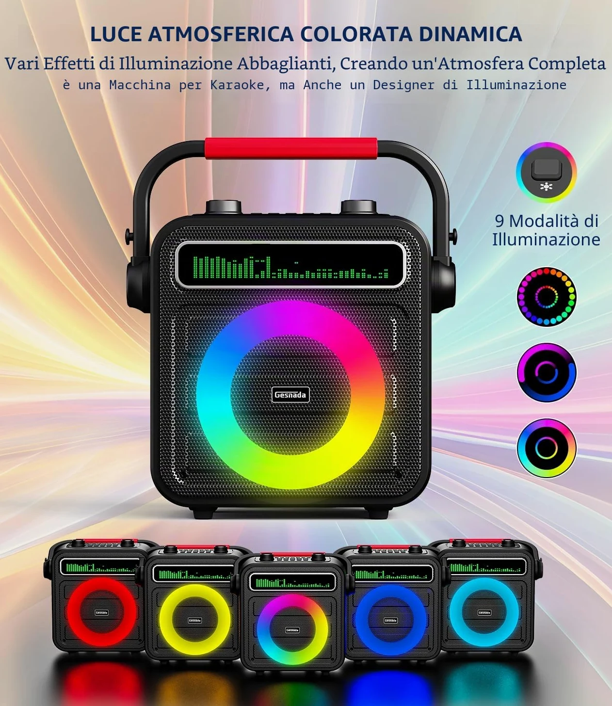 Karaoke con 2 Microfoni - Cassa Bluetooth Portatile e Potente, Karaoke Professionale Completo per Adulti con Supporto Bluetooth/TF/USB/AUX/TWS - Regalo Perfetto per Bambini, Famiglia e Amici