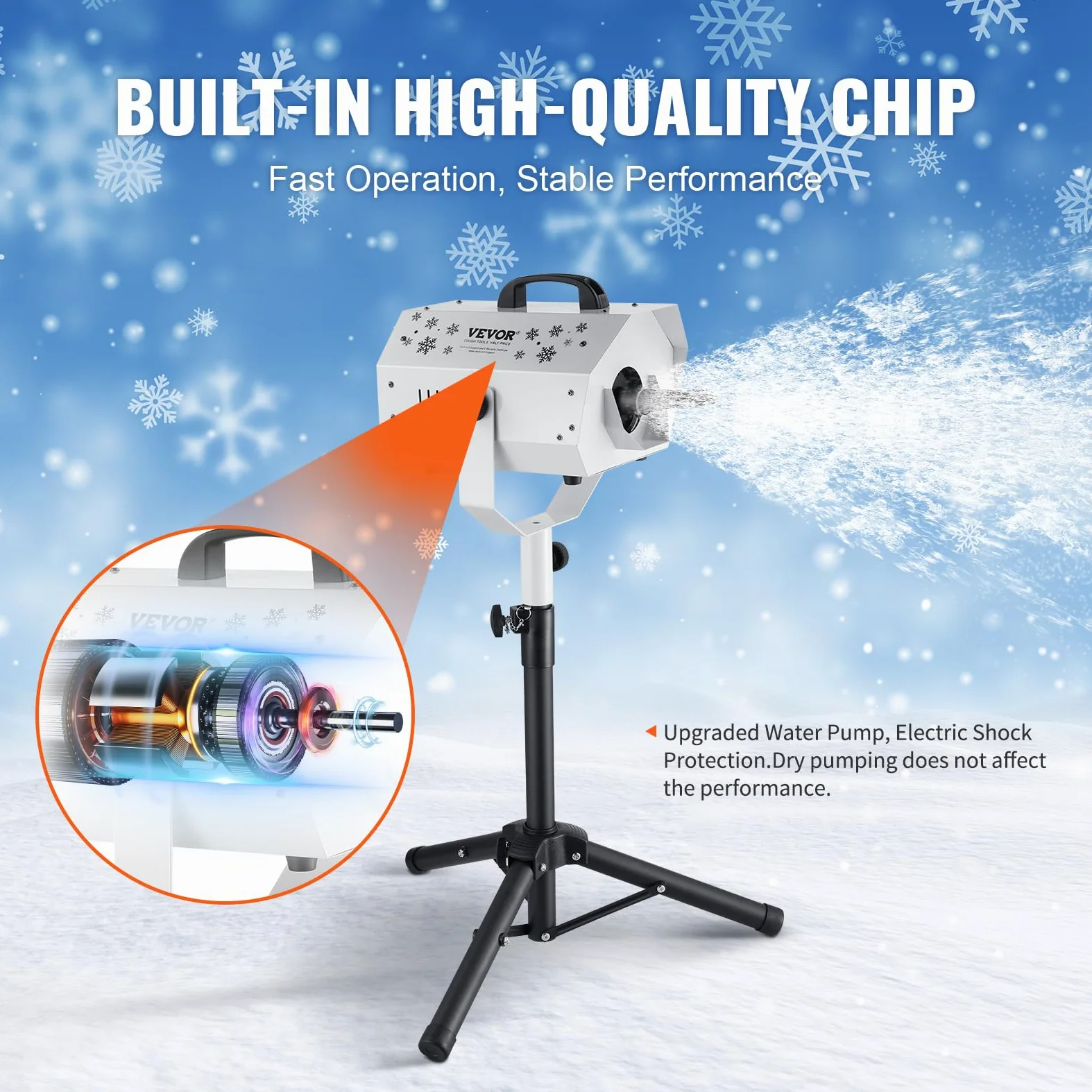 VEVOR Macchina per Neve 1200 W, Macchina per Produrre Neve con Supporto Regolabile, Macchina per Fiocchi di Neve con Telecomando Wireless, Macchina per Neve Finta per Feste di Natale Matrimoni