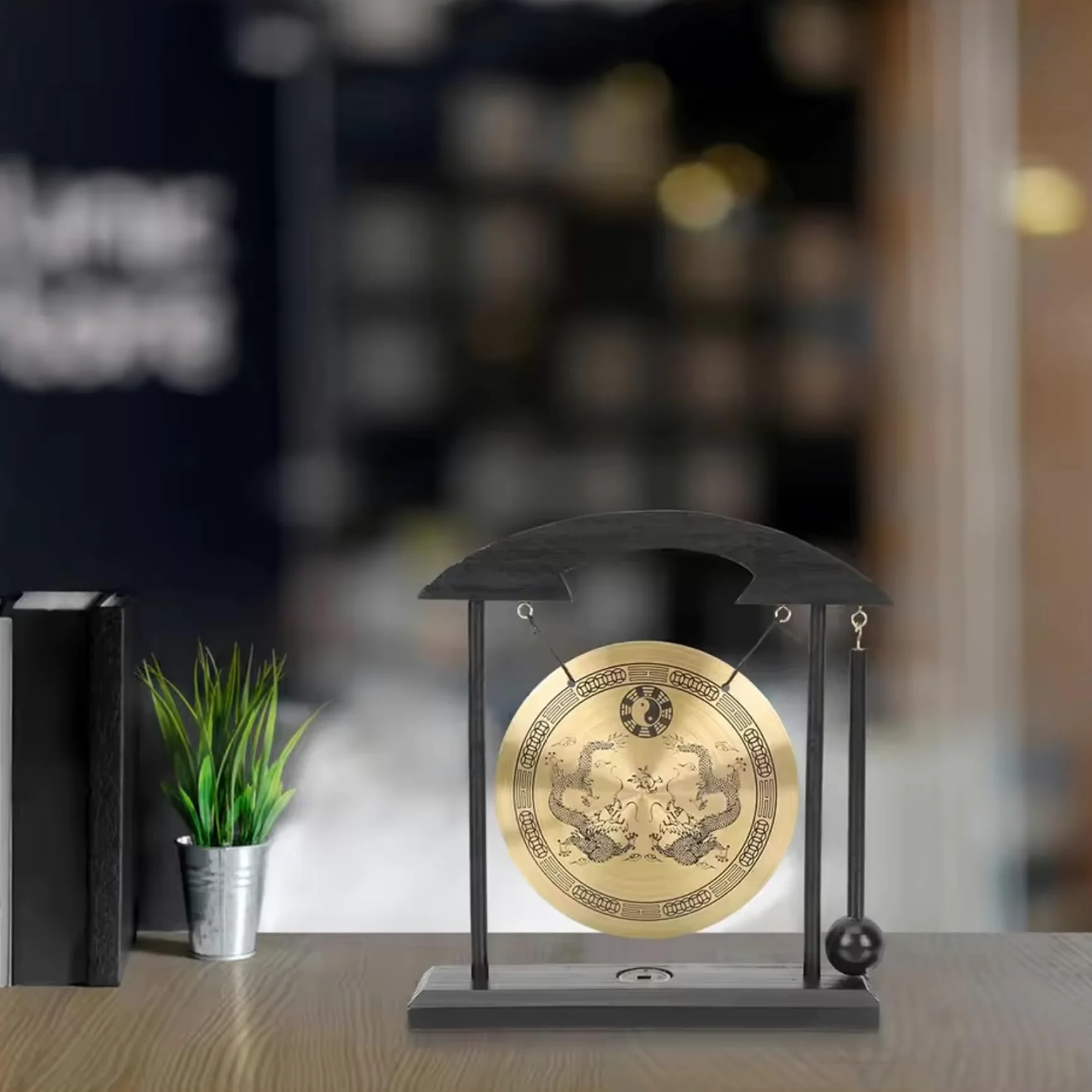 Desktop Gong 7.87x7.28x1.89 Ornamenti per Gong di Ottone Piccoli Decorazioni Creative Feng Shui per casa, Ufficio, Camera da Letto, Soggiorno, Ingresso