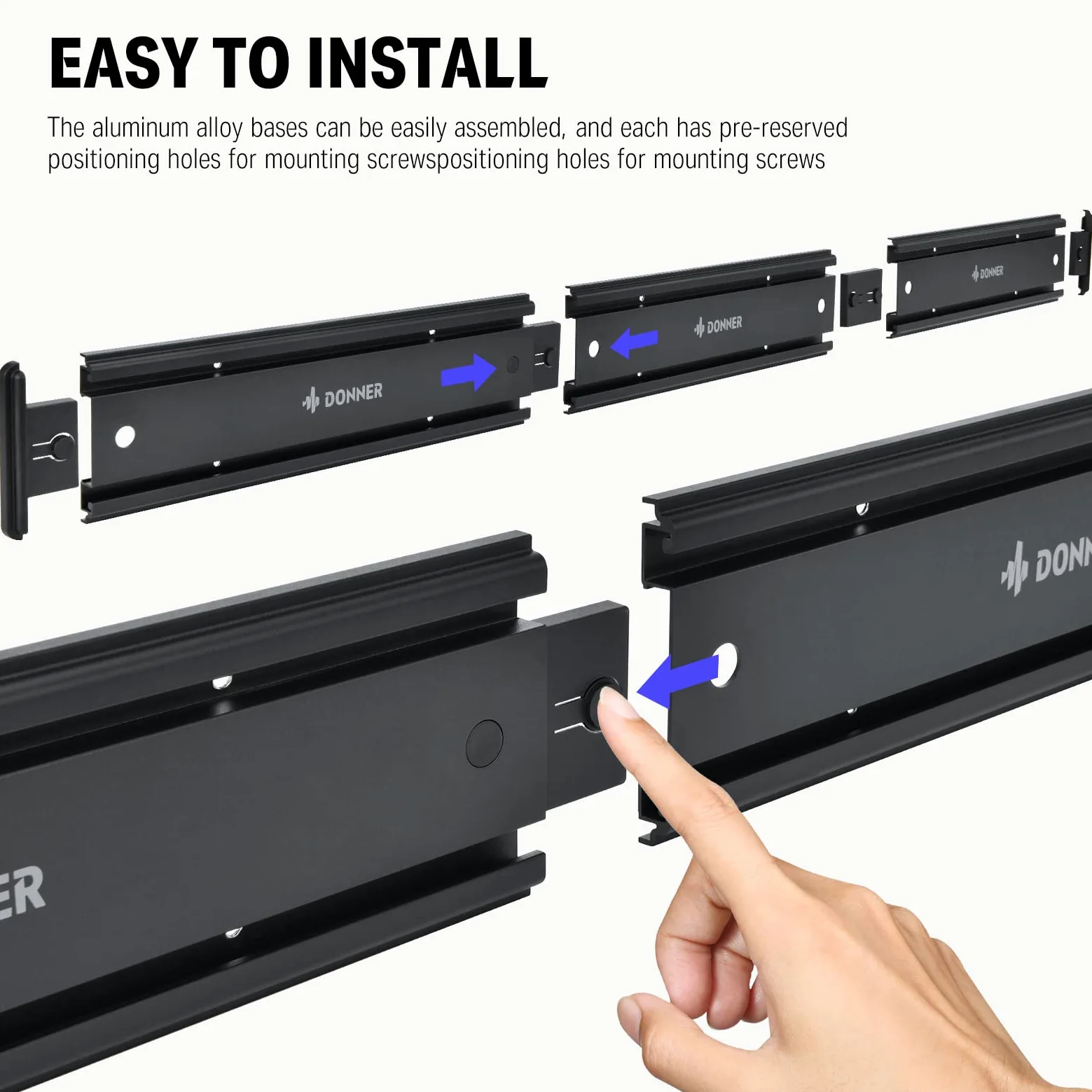 Donner 5 Guitar Wall Rack Supporto per Montaggio a Parete per Chitarra Nero con 5 Ganci per Chitarra Regolabili per Chitarre Elettriche Acustiche, Basso, Folk Ukulele