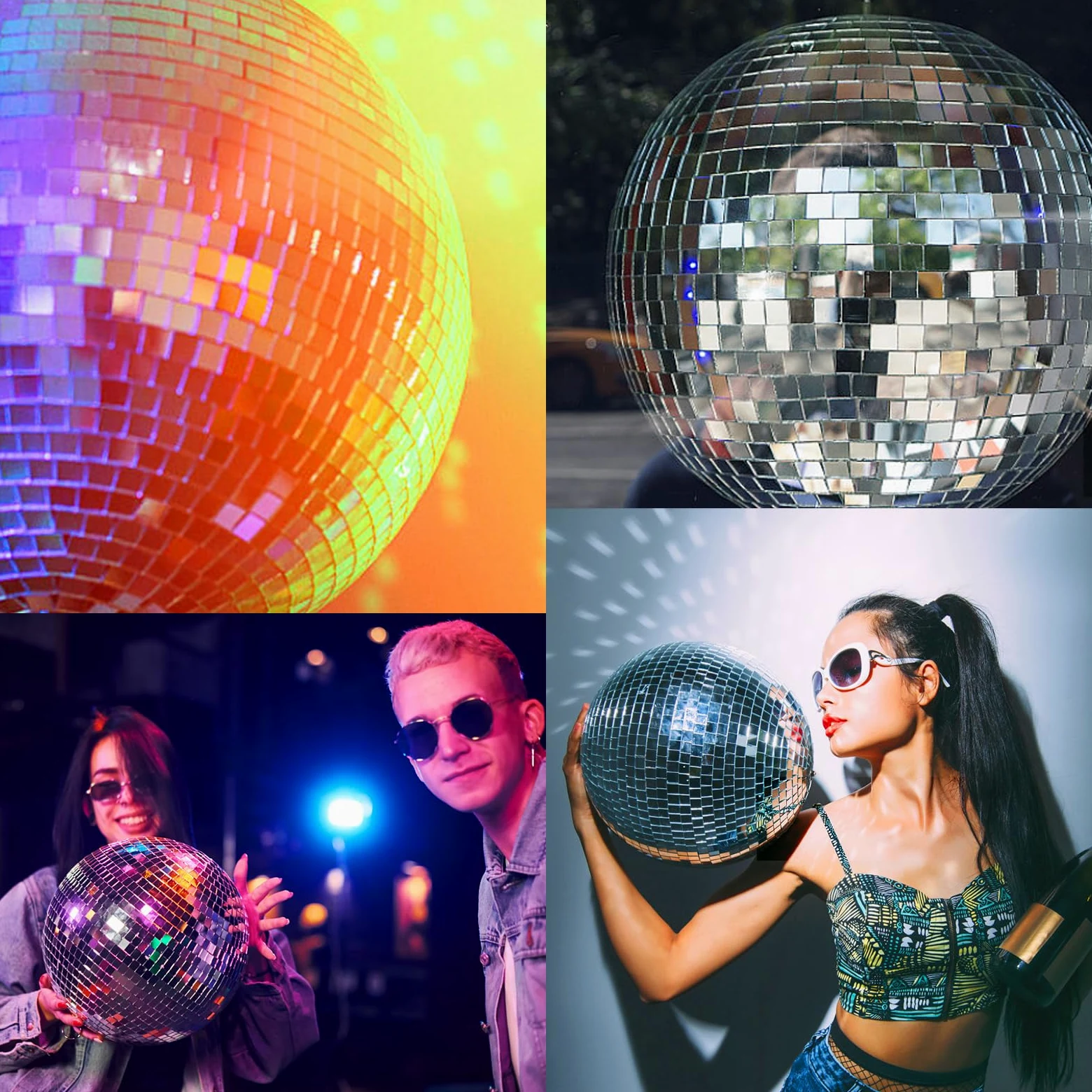 Sfera a specchio da discoteca, 20 cm, sfera da discoteca, lucida, per albero di Natale, matrimonio, carnevale, festa di compleanno, decorazione argentata, effetto luce