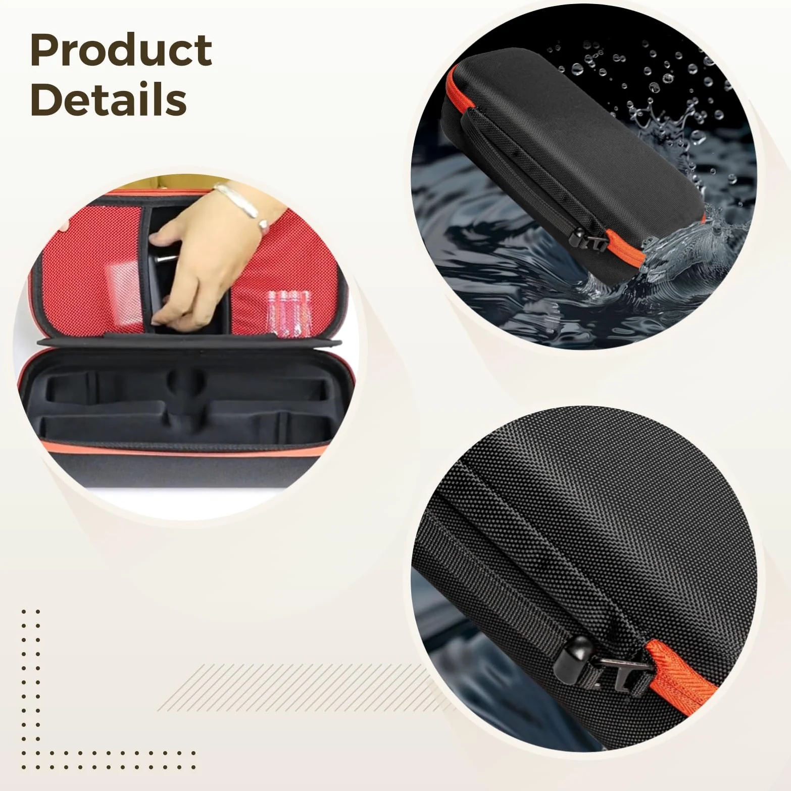 Custodia per microfono, custodia per microfono senza fili per JBL Party Box, guscio rigido in EVA nera, adatta a due microfoni, portatile, con cerniera arancione, 258,5 x 18,5 x 8 cm