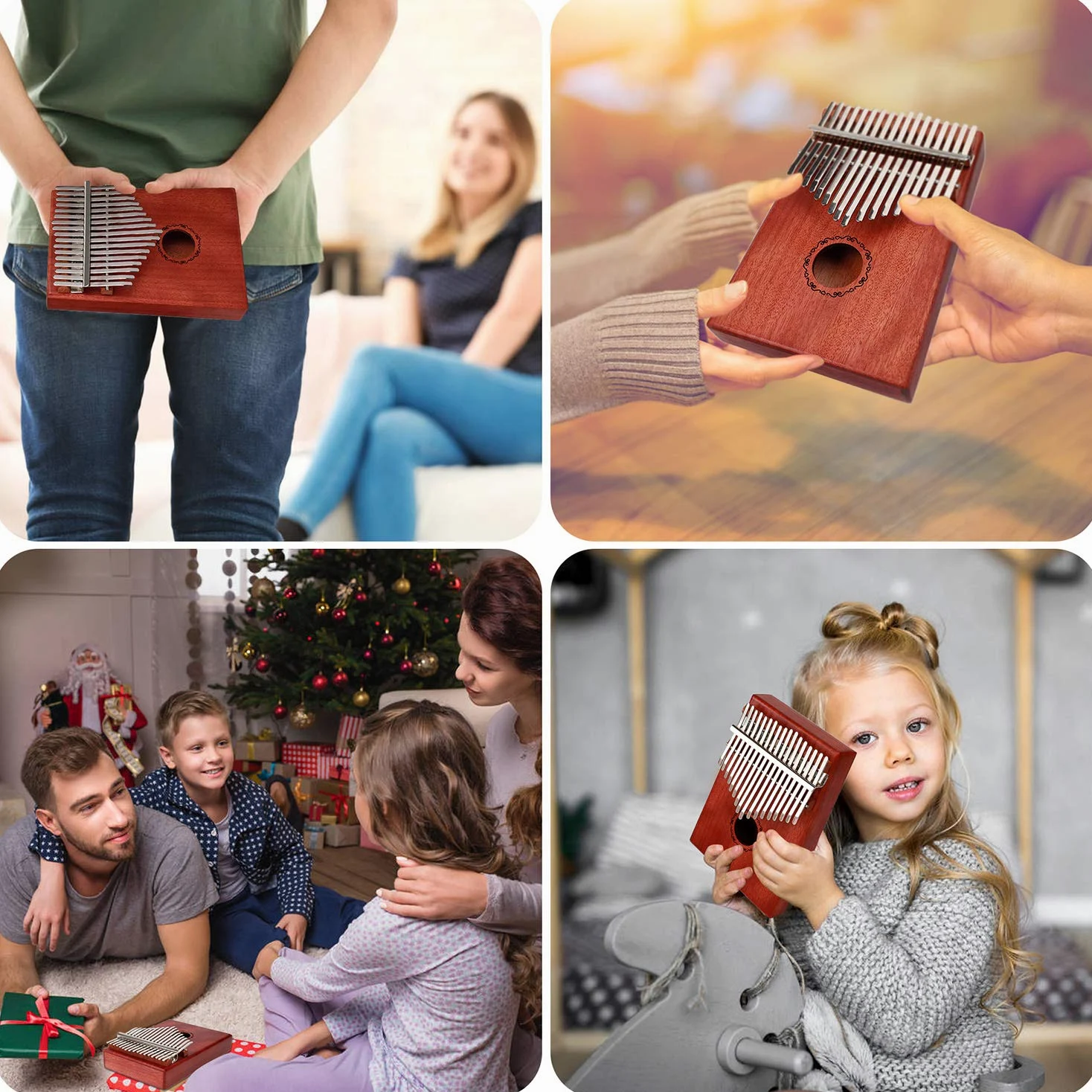Kalimba 17 Tasti Thumb Piano Marimbe Piano Strumento Musicale con Carry Bag Libro di Musica Adesivi in Scala Tuning Hammer per Music Lover e Principianti