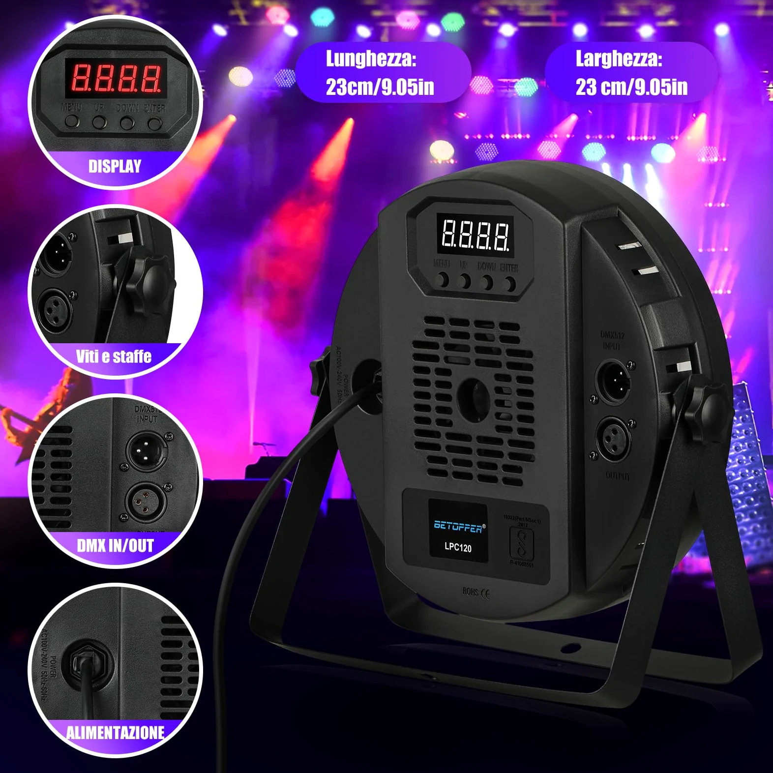 BETOPPER Par Led, 60x 2W RGBW 4 in 1 Luci Discoteca, Luce da Palcoscenico DMX, CRI>90, Attivate dal Suono per Eventi, Chiesa, Matrimonio, Teatro, Club, Feste(4 pezzi)
