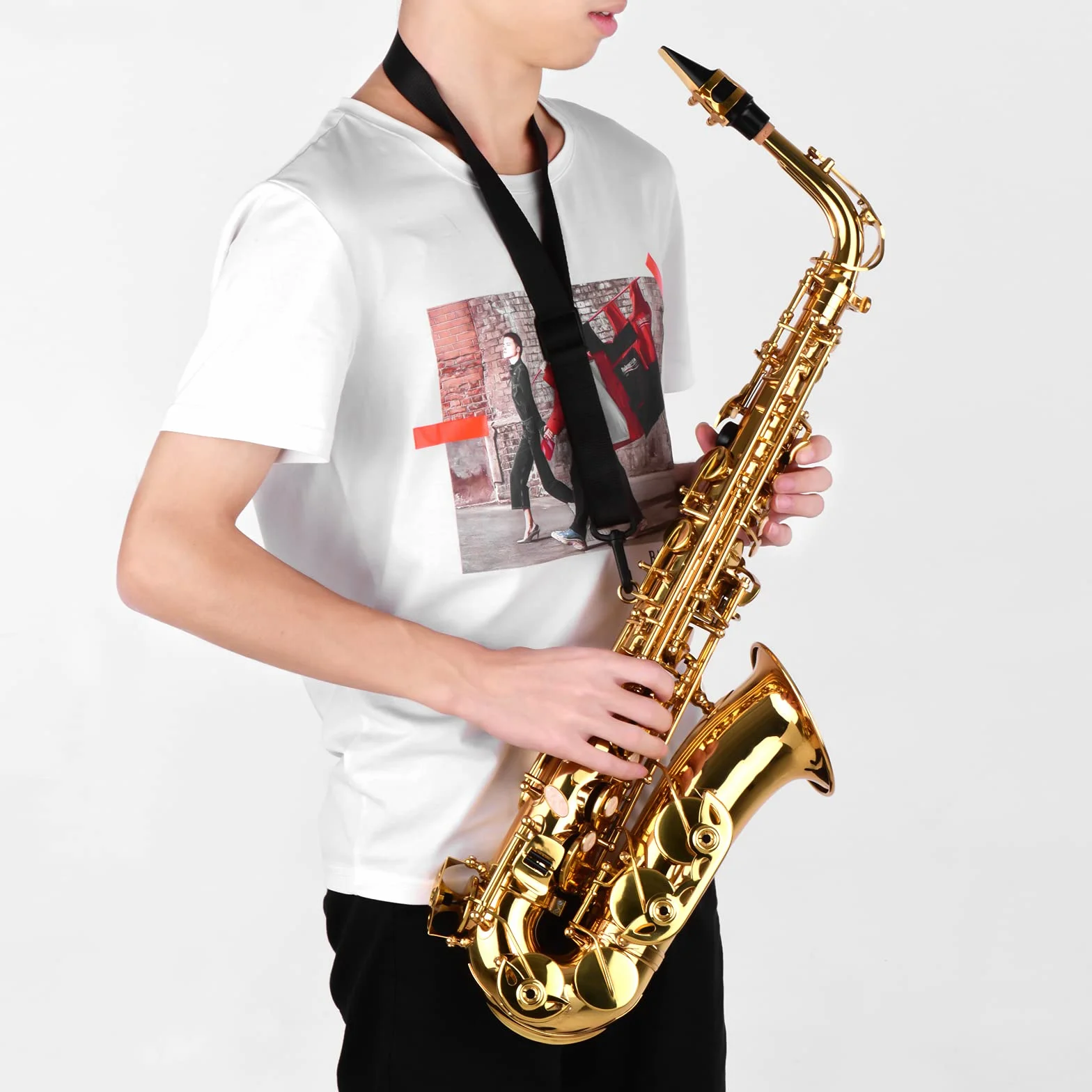 Saxfono EB Alto, Sax Laccato in Ottone con Suono Puro per Begner, Accessori Professionali Inclusi