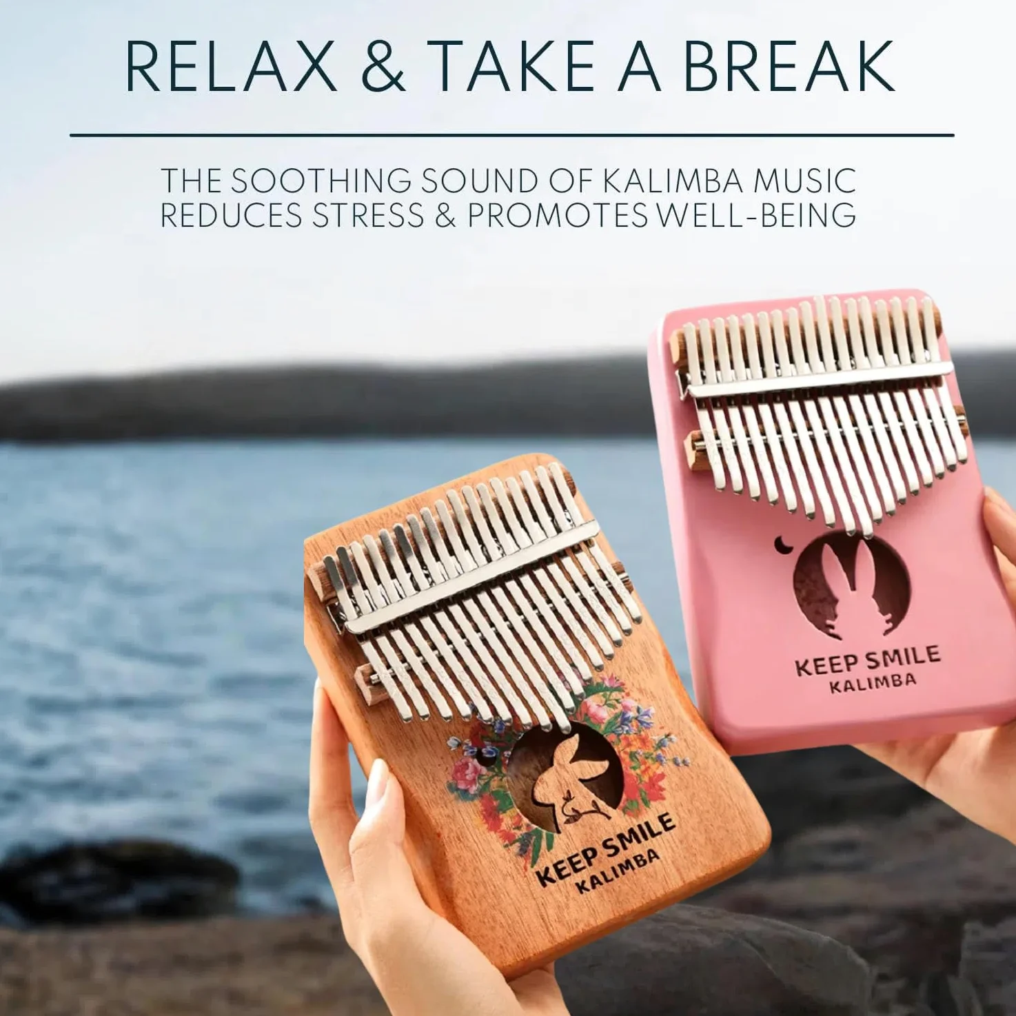 Kalimba - Pianoforte da pollice con 21 tasti/17 tasti, strumento musicale portatile per principianti, regalo musicale per gli amanti della musica (coniglietto, grande)