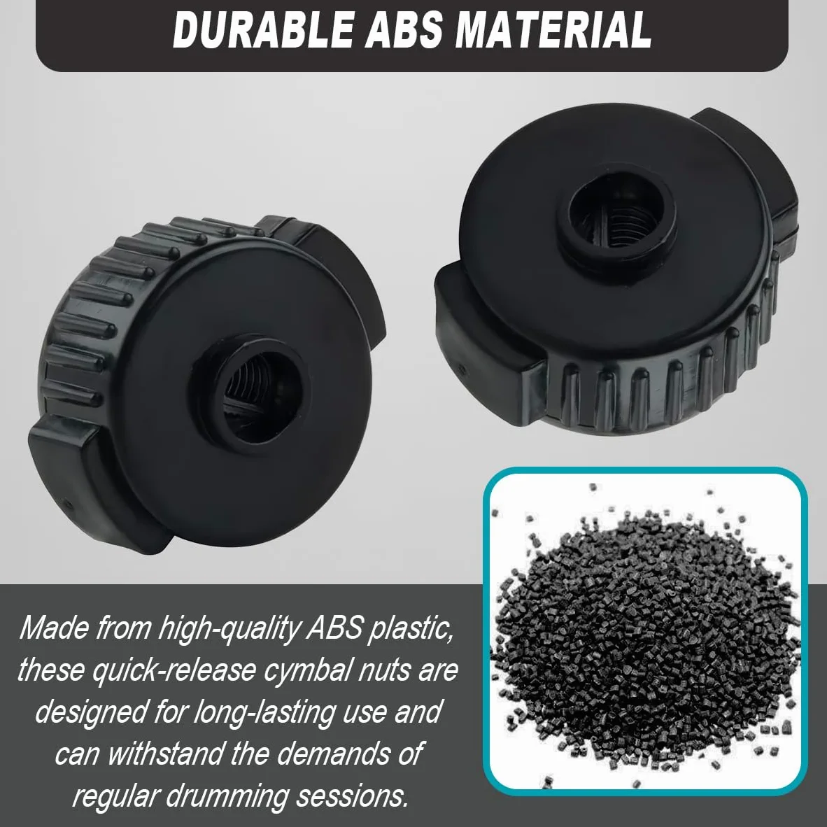 10 pezzi di dadi per piatti a sgancio rapido da 8 mm, bloccaggi per piatti in plastica nera Cymbal Toppers Cymbal Mate Accessori per batteria, con cuscinetti in gel per batteria