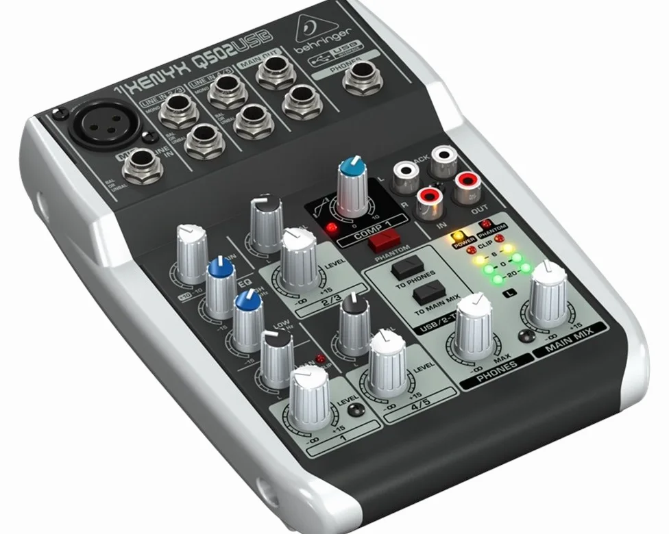 Behringer Q502 USB mixer passivo interfaccia audio per karaoke, live, home recording, studio project