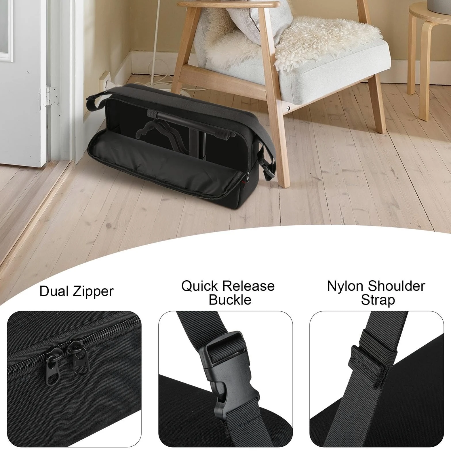 Borsa per il trasporto del leggio con tracolla, borsa per leggio musicale, borsa impermeabile per per strumenti, custodia per strumenti di grande capacità (nero) per musicisti e