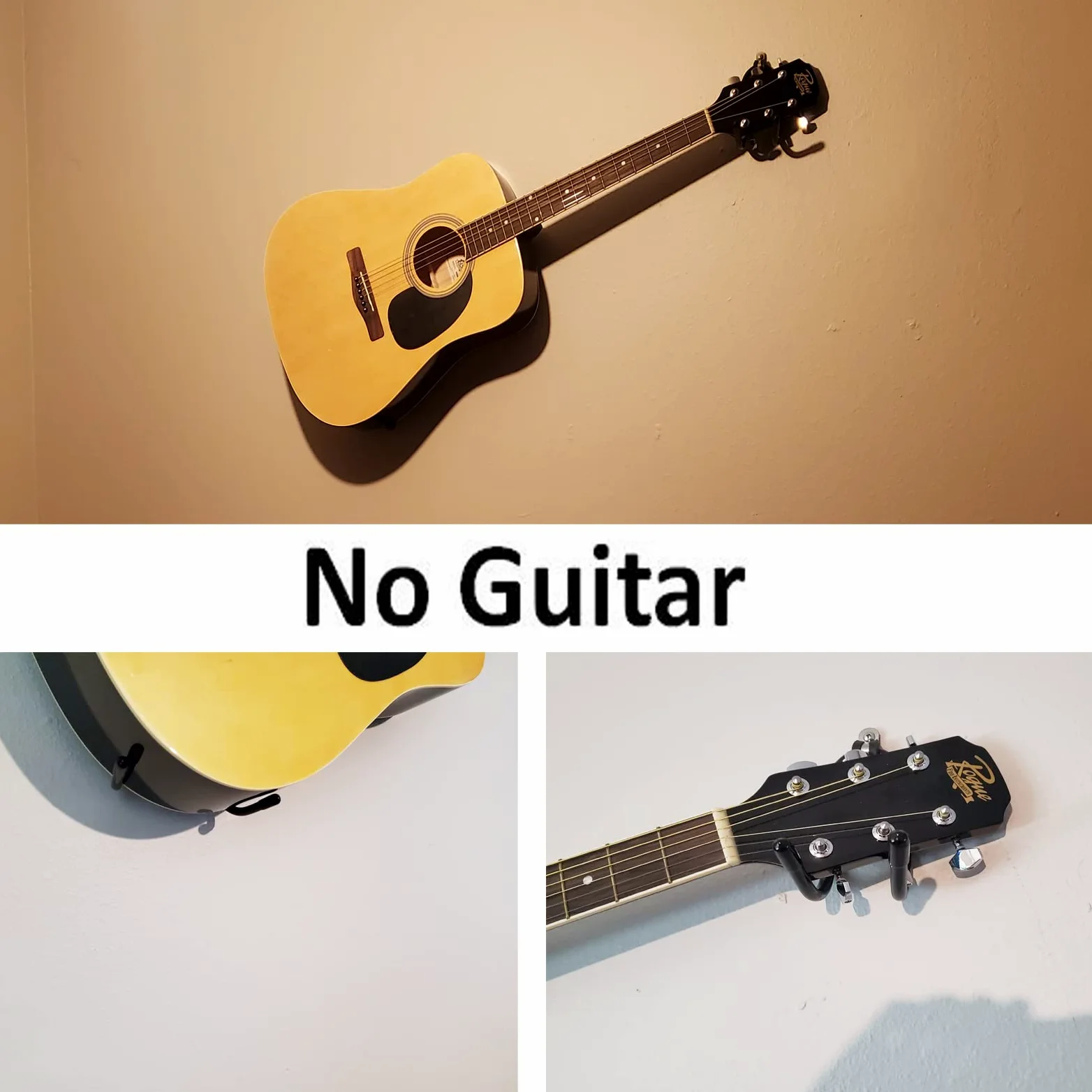 Pmsanzay Supporto orizzontale da parete per chitarra, confezione da 2 ganci da parete per chitarra, con viti, per ukulele, basso, banjo, mandolino