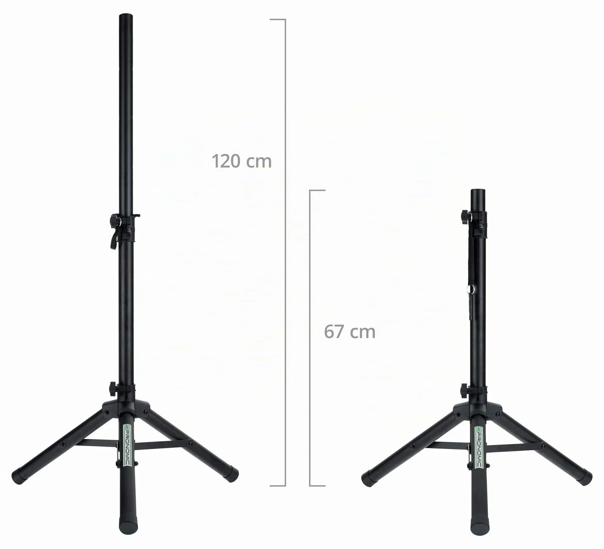 Pronomic SPS-5S Statore Per Casse In Acciaio Set Da 2 - Statore Basso In Acciaio - Ideale Per Line Array, Monitor E Amplificatori Acustici - Altezza Da 67 A 120 Cm - Solo 1,8 Kg - Nero