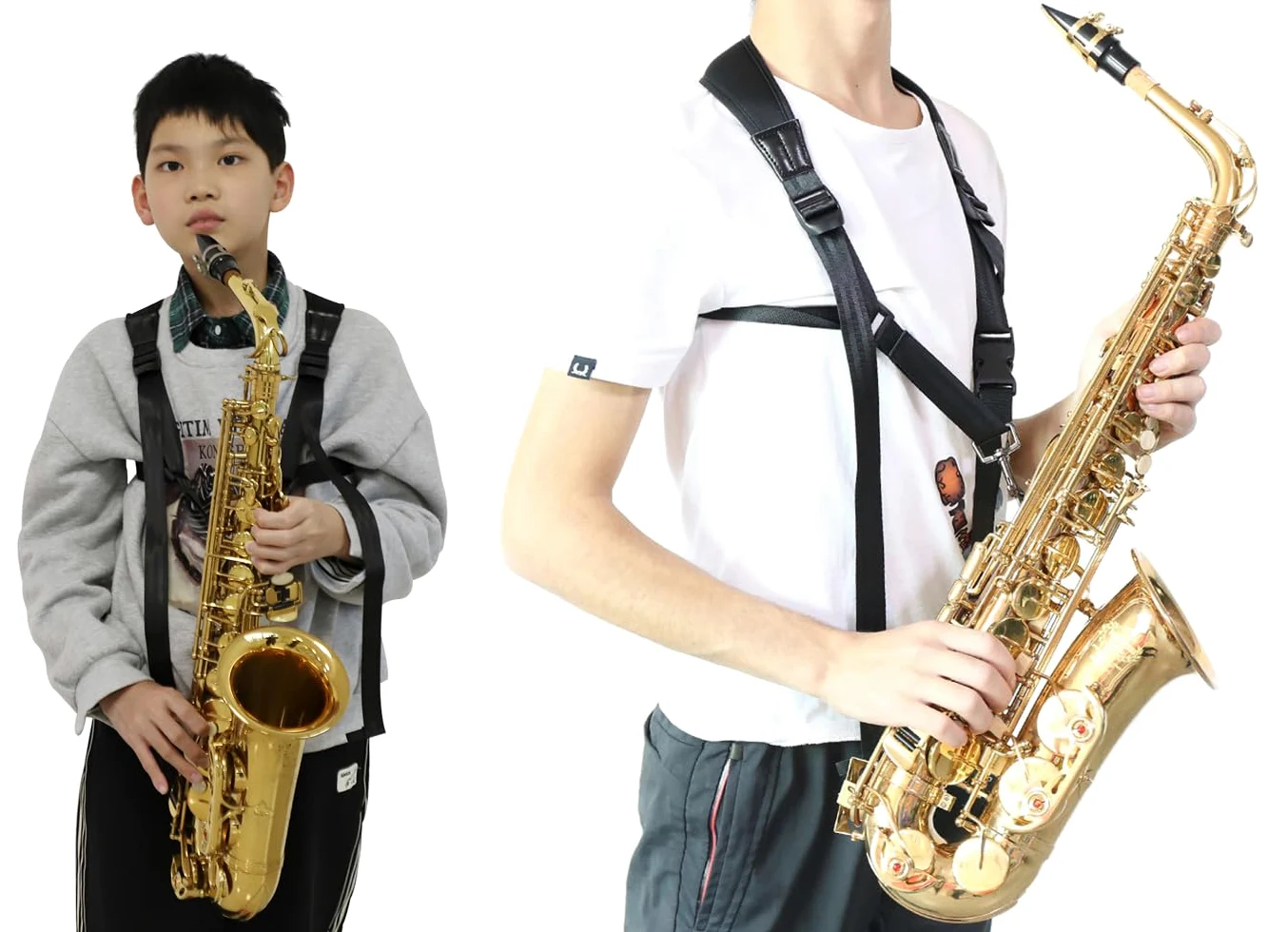 Rayzm Tracolla per Sassofono - Cinturino in Neoprene (SBR) Memory Foam a Doppia Tracolla Regolabile Imbottita per Sax Alto/Tenore/Soprano/Baritono - per Adulti e Bambini