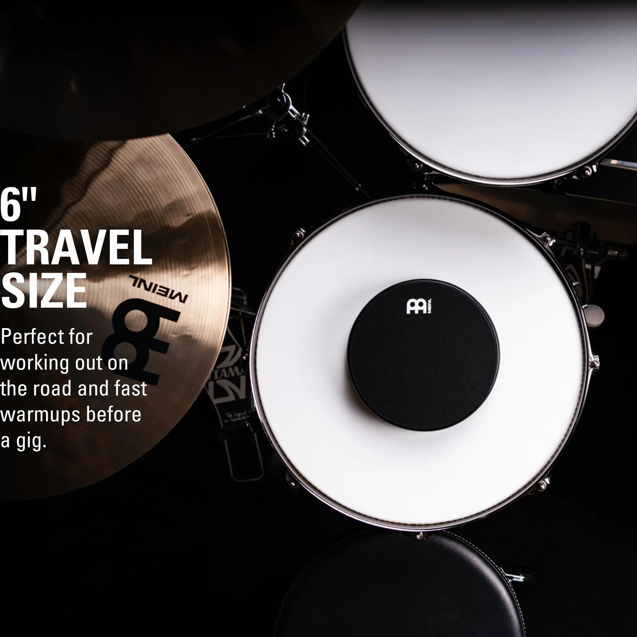 Meinl Cymbals 6" Marshmallow Drum Practice Pad per Sticking Ultra-Silenzioso (15,24cm) Rimbalzo Medio – Nero – Montabile su Asta Piatto (MMP6BK)