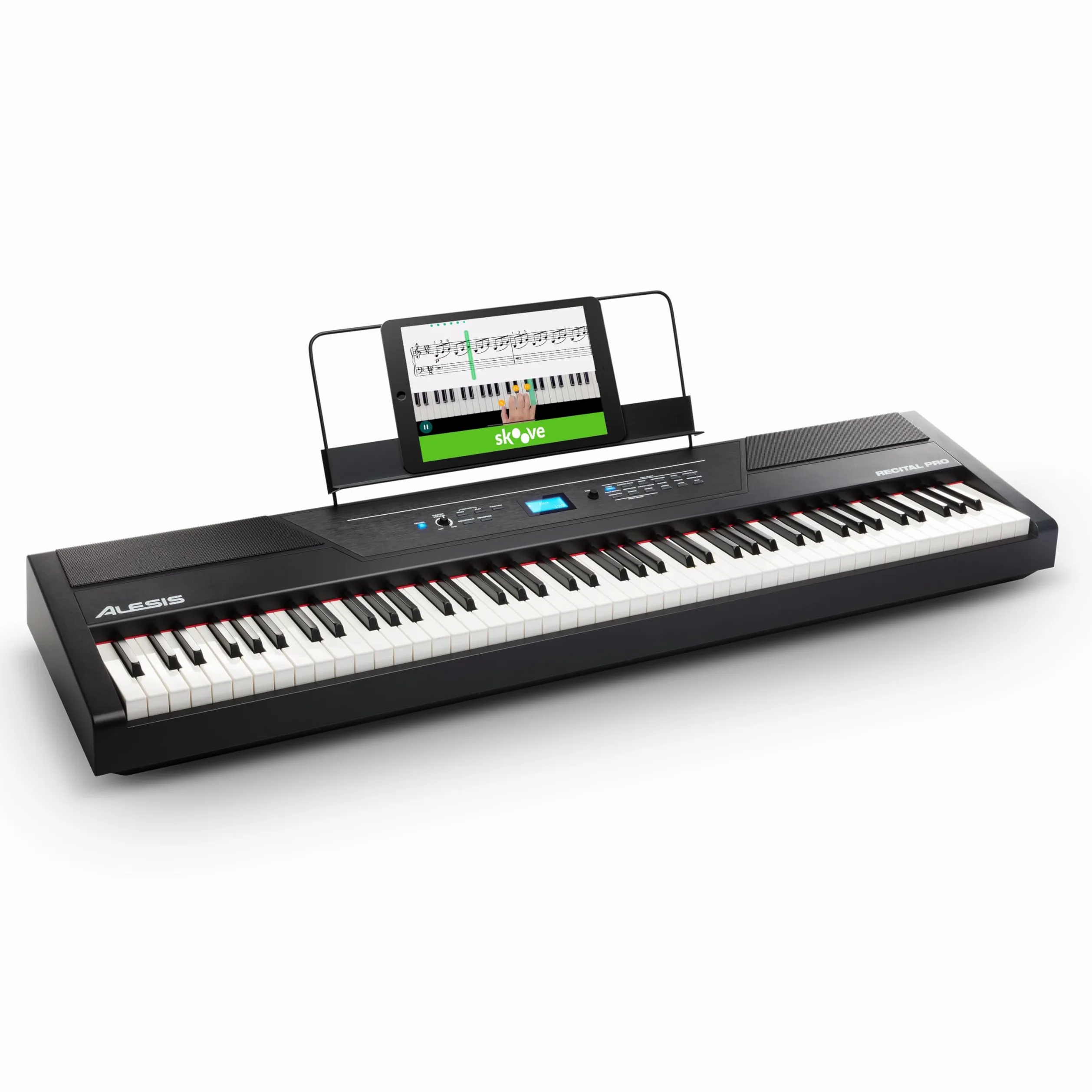 Alesis Recital Pro - Pianoforte Digitale 88 Tasti Pesati/Pianola con Casse Integrate da 20W, Presa Cuffie, 12 Suoni, Alimentatore e Lezioni Online