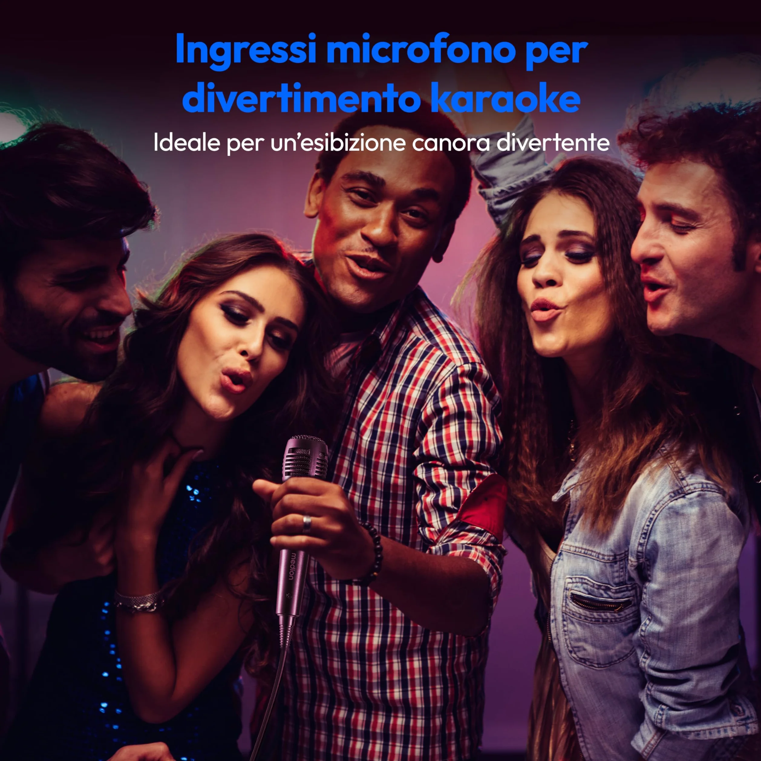 MEDION PE-1 Pure Partybox (batteria, con microfono, altoparlante Bluetooth portatile grande, cassa musicale con effetti luminosi, altoparlante party con karaoke, 2 ingressi microfono, AUX, USB, radio)