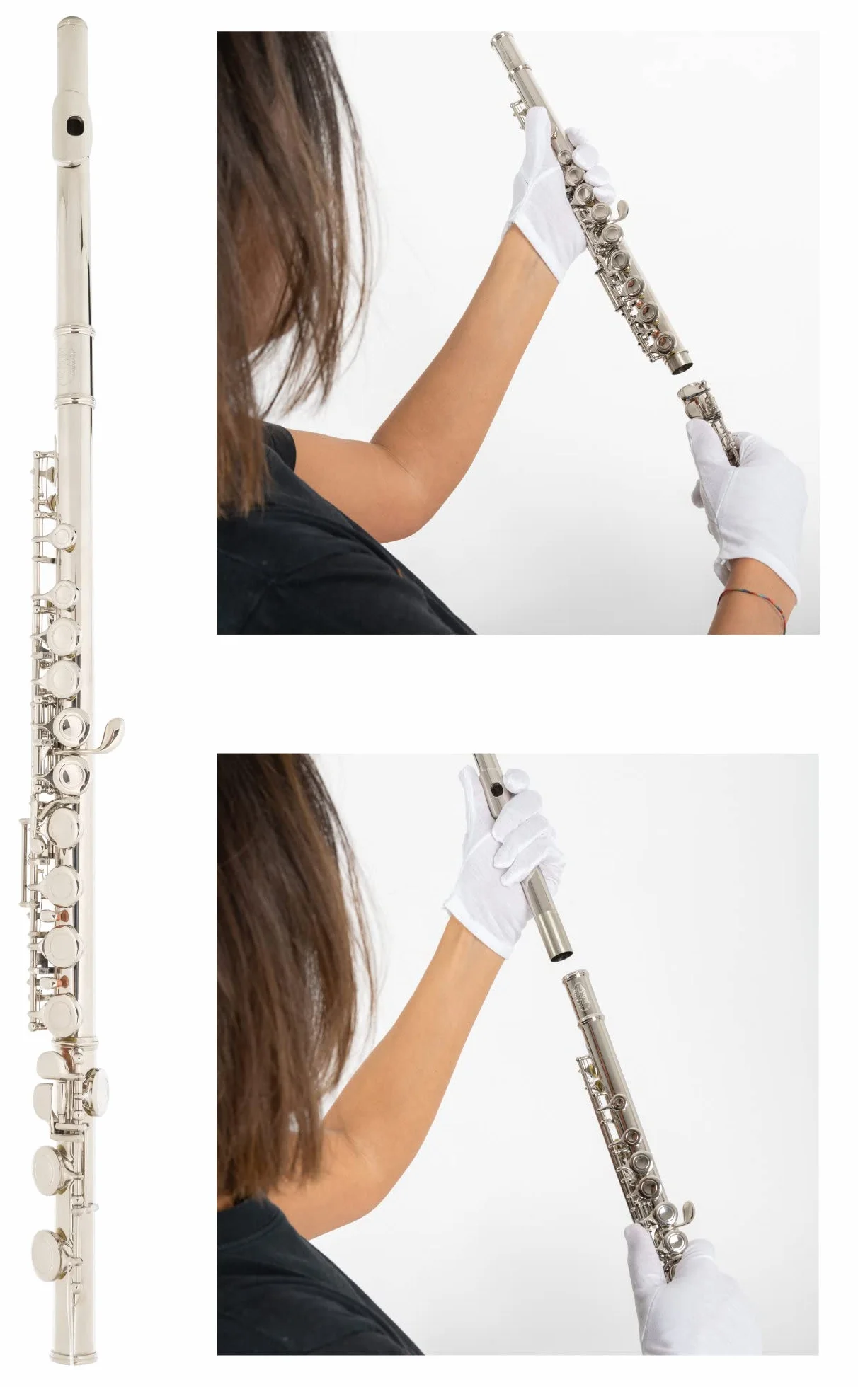 Classic Cantabile FL-100 Flauto Traverso, ottimo per principianti, nichelato, chiavi chiuse, meccanica E, Sol anticipato, accordatura in Do, custodia e accessori inclusi, argento.