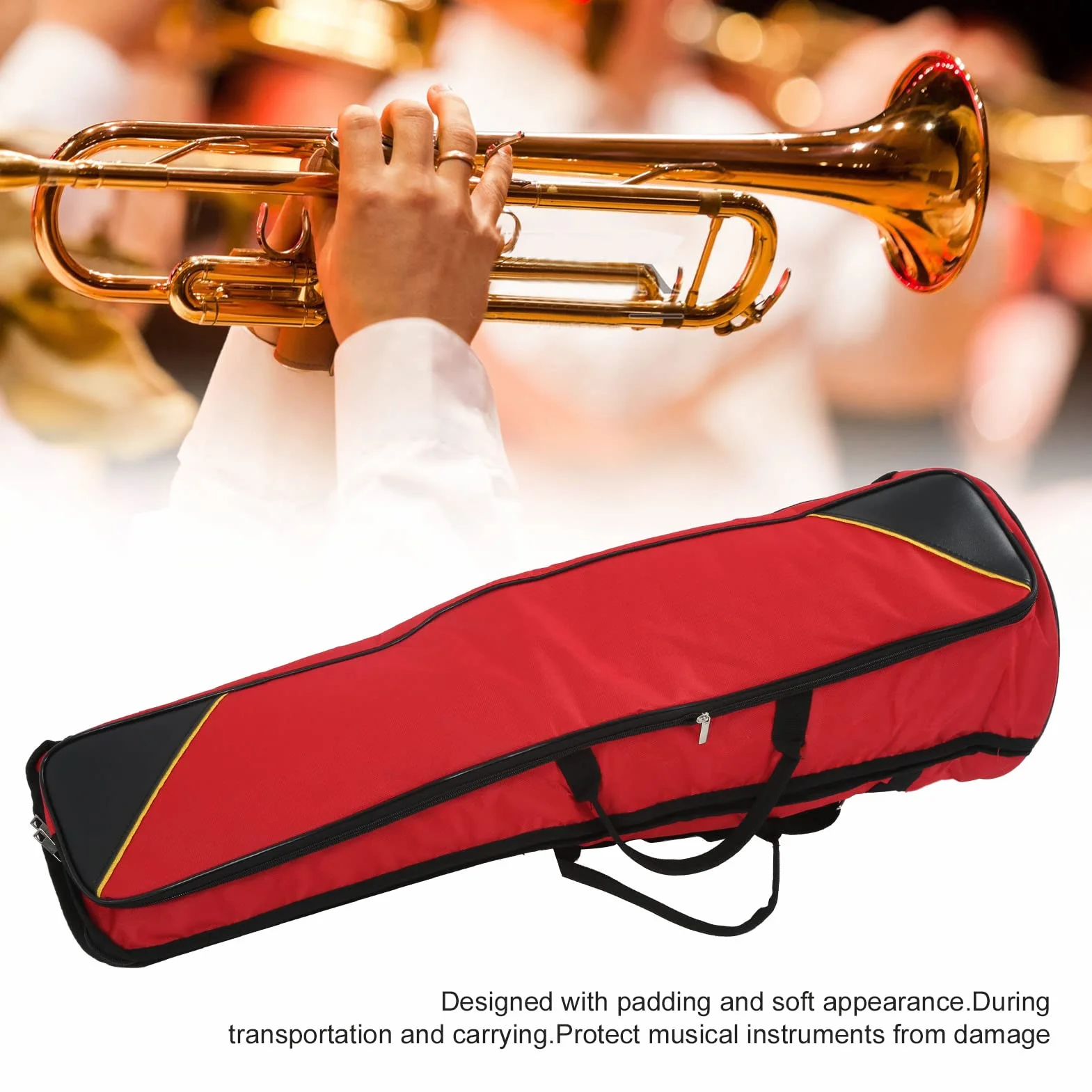 Borsa per Trombone, Custodia Morbida Imbottita in Tessuto Oxford Impermeabile con Maniglia e Tracolla, per Strumenti Musicali e Accessori, Design Funzionale per Musicisti in Viaggio