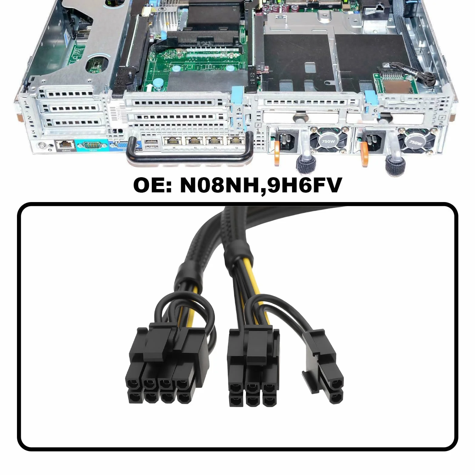 The Lord of the Tools Cavo Di Alimentazione Della Scheda Grafica GPU Da 8 Pin A Doppio 8 Pin 6+2 Pin N08NH 9H6FV Compatibile Con Dell R720 R720XD R730