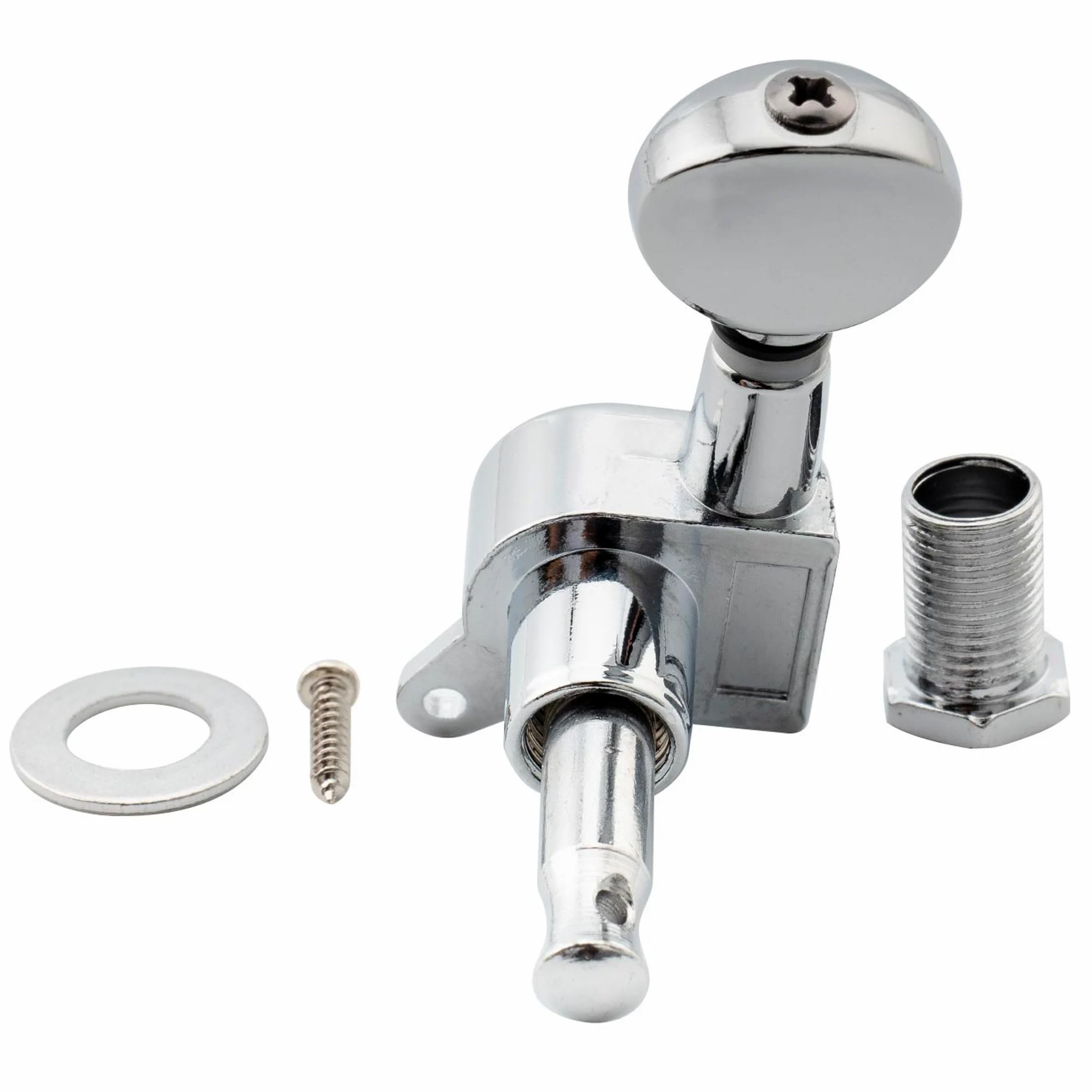 Musiclily Set di Meccaniche in Linea L6 per Chitarra Elettrica tipo Strat Tele, Kidney Button Cromato