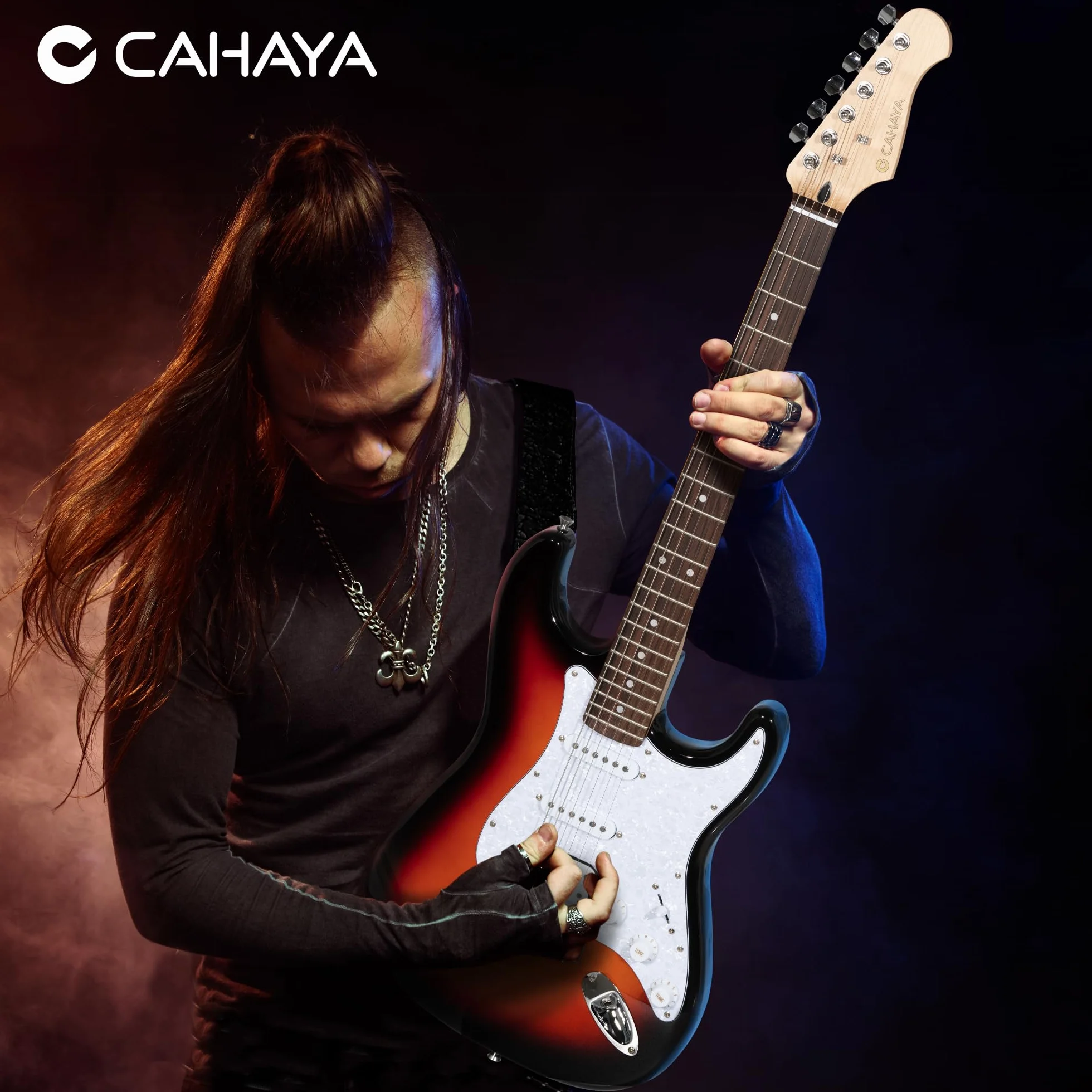 CAHAYA Set di Chitarra Elettrica e Amplificatore: chitarra Stratocaster da 39 pollici con 3 pickup (S-S-H), include custodia, accordatore, Whammy Bar e 4 plettri