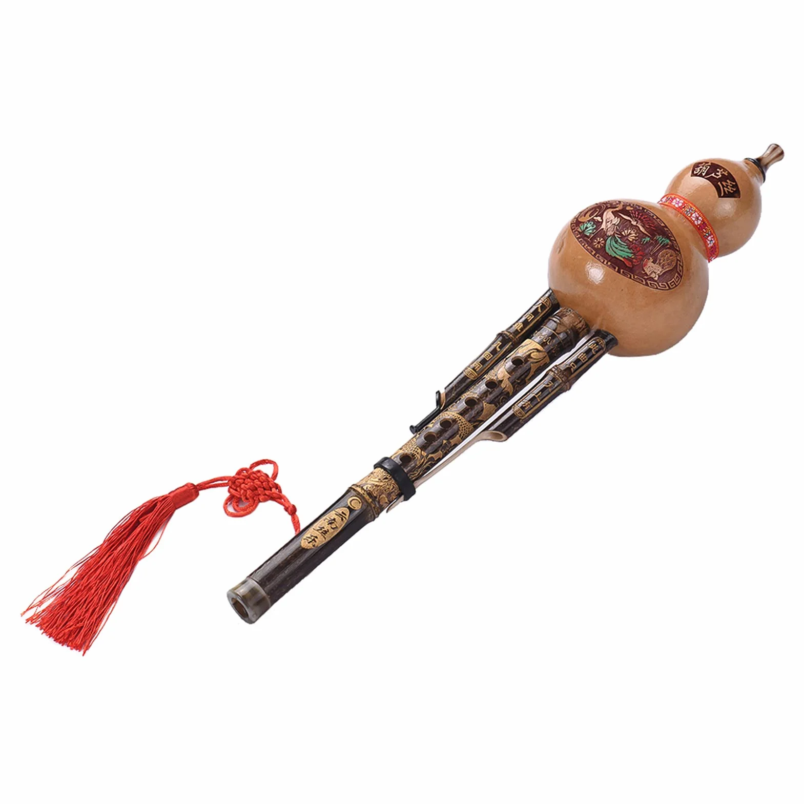 Handmade Cinese Black Hulusi Zucca Cucurbitacee Flauto Etnica Musicale Strumento Tasto di C con Il Caso per i Principianti Amanti della Musica