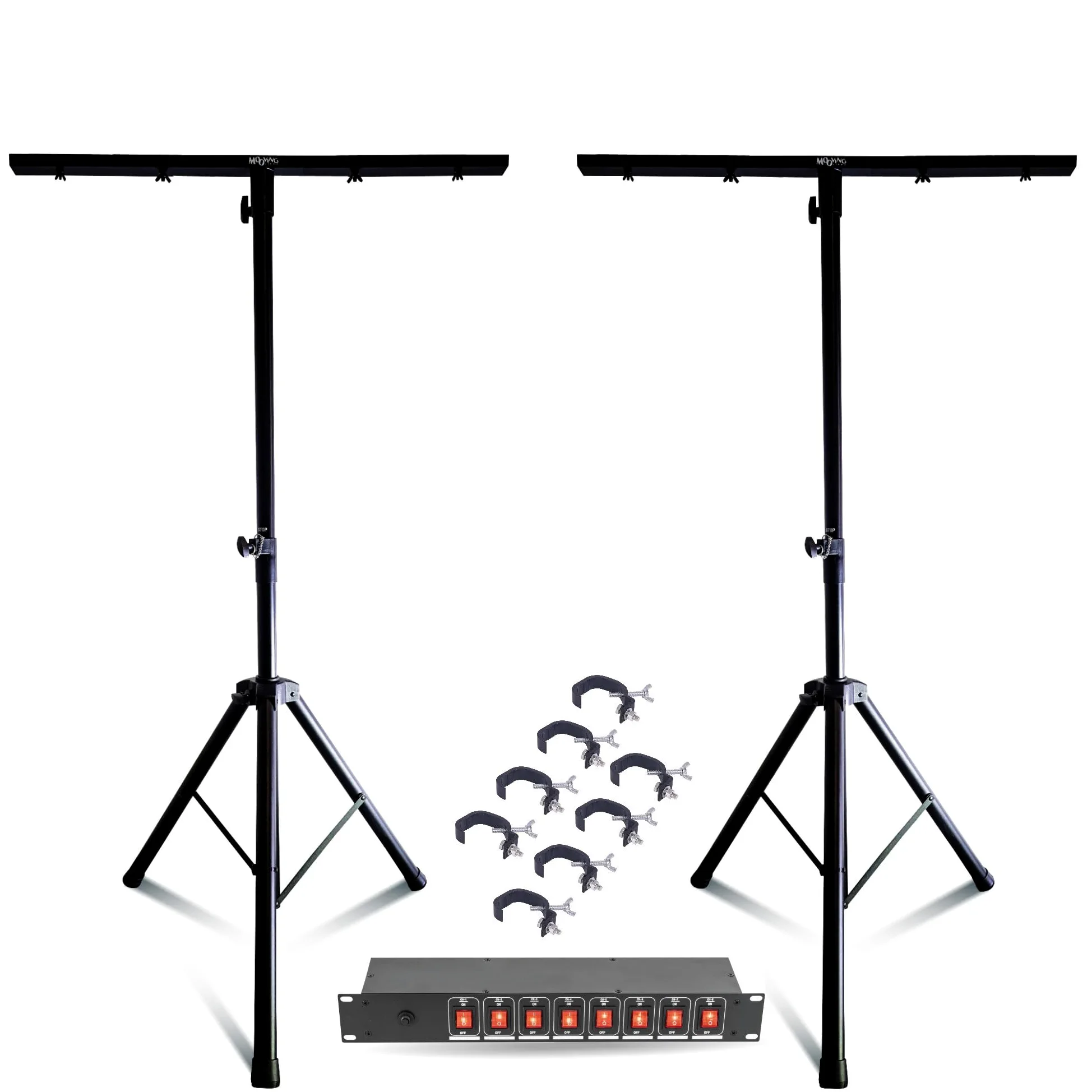 MOOVING LIGHT & SOUND - Confezione Luce 2 Piedi Mooving Light ML-SUPPORT-DJLIGHT - 8 Ganci SH2B - Dispatching 8 Vie - DJ festa di compleanno
