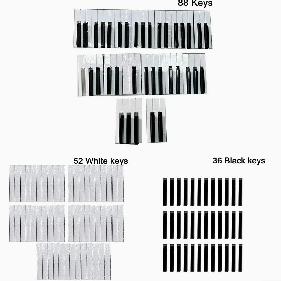 Kit per tastiera pianoforte, set di ricambio per 52/36/88 tasti, nero lucido o bianco (A)