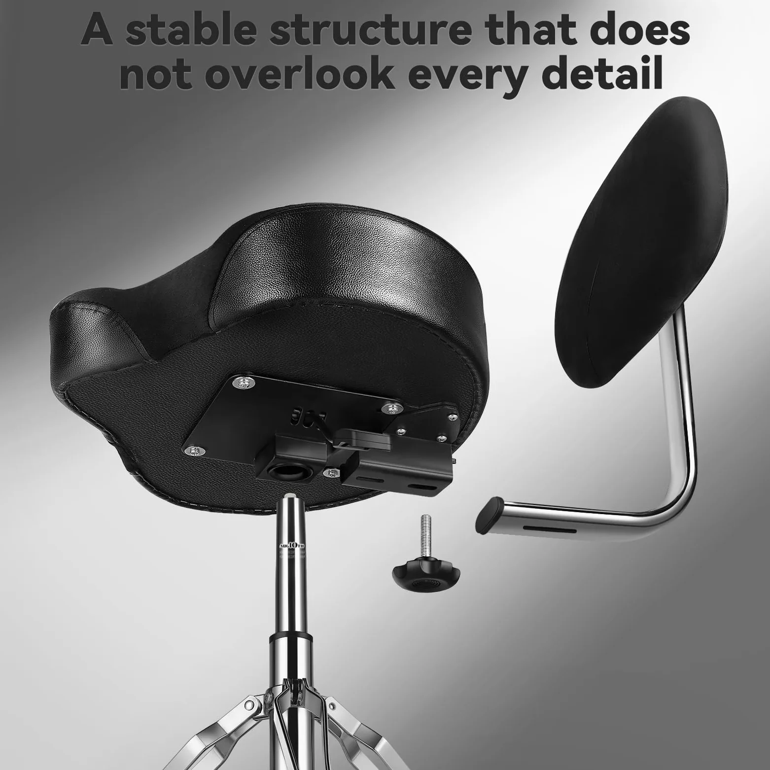 Drum Throne con schienale imbottito sedia per tamburo idraulico regolabile in altezza sgabello per batteria con bassi stabili Comodo sedile per batteria in memory foam per batteristi adulti